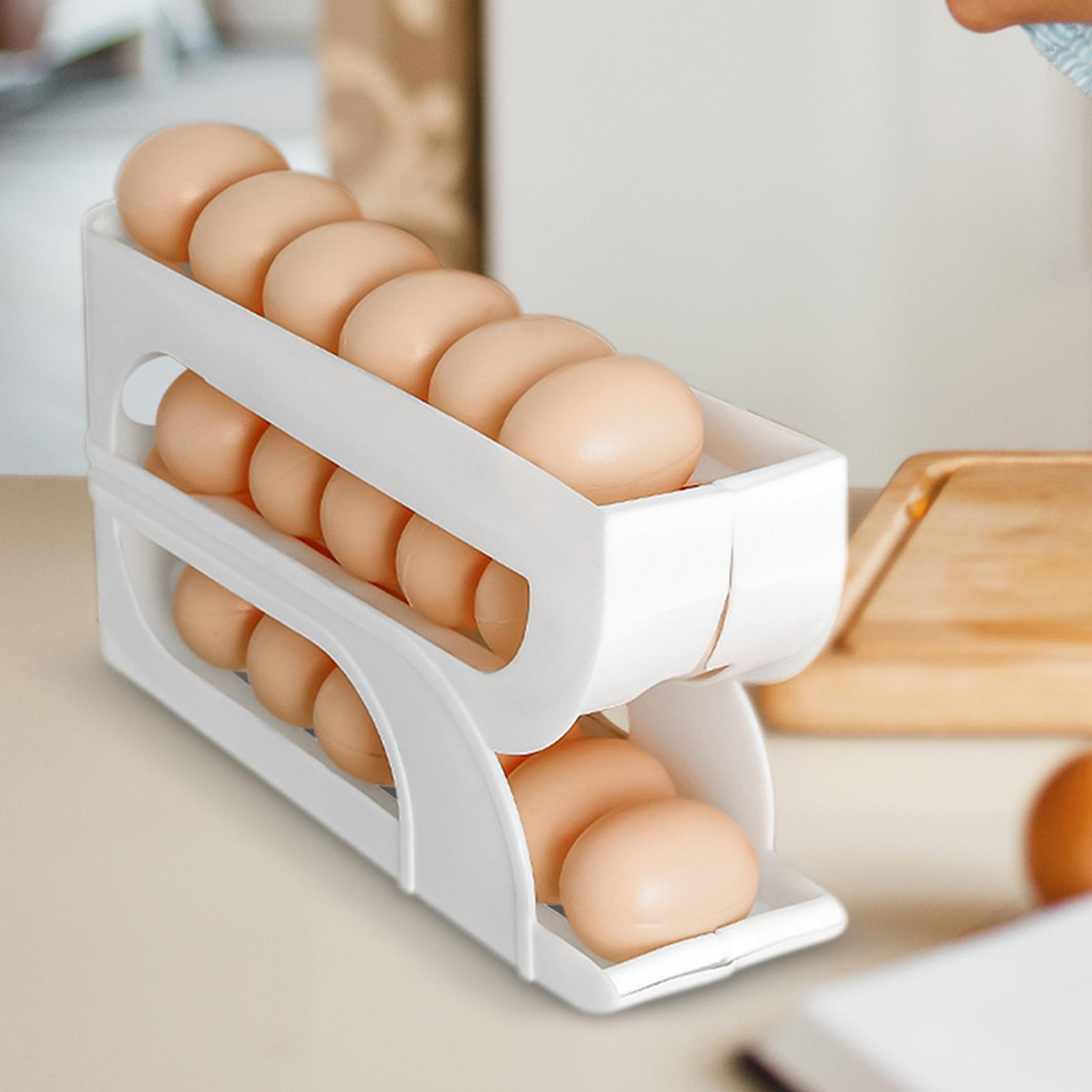 Automatic Egg Dispenser Egg Holder for Fridge Kitchen Storage Rack – view 5