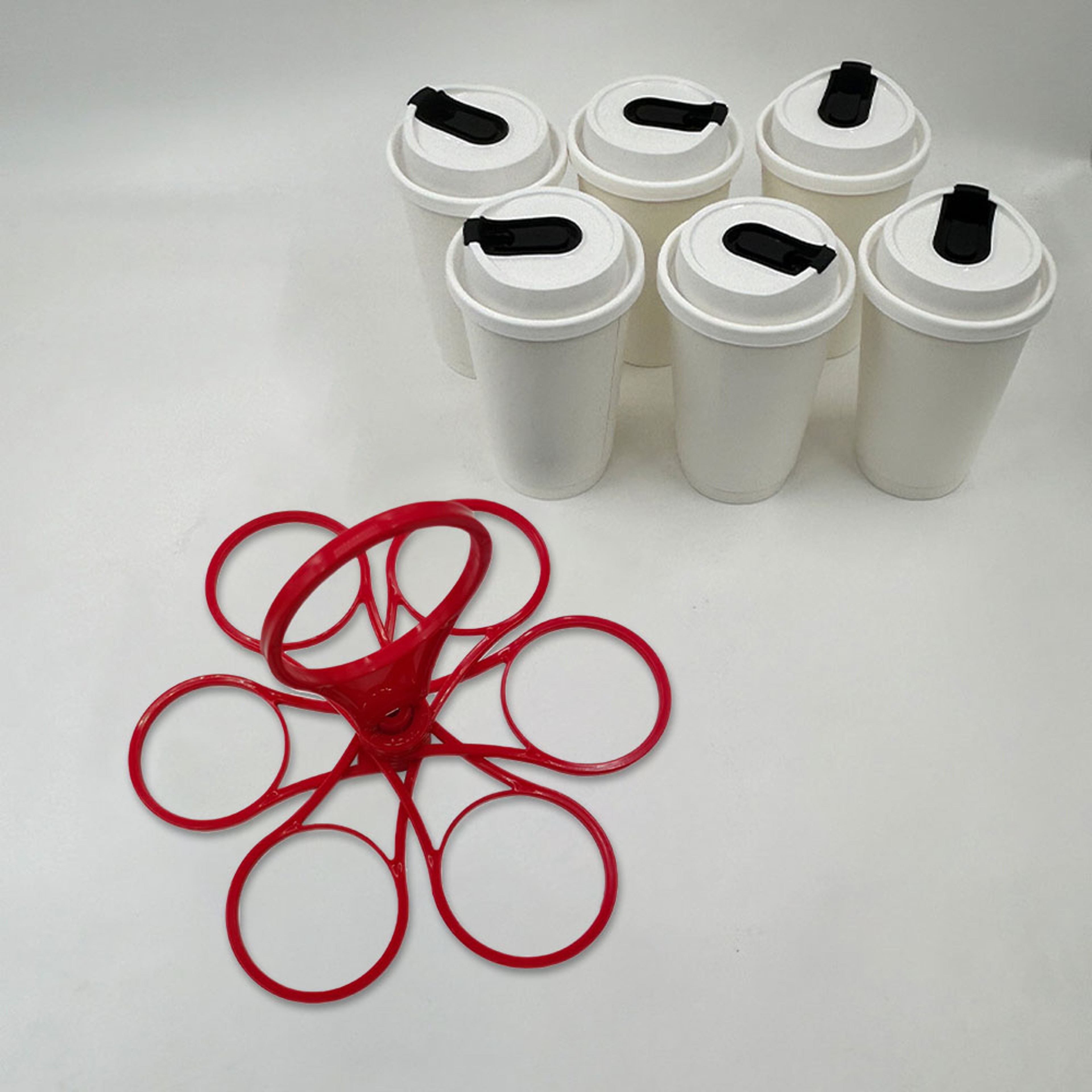 Portable Folding Cup Holder Six Cup Drink Carrier Rotating Party Coffee Organizer 4