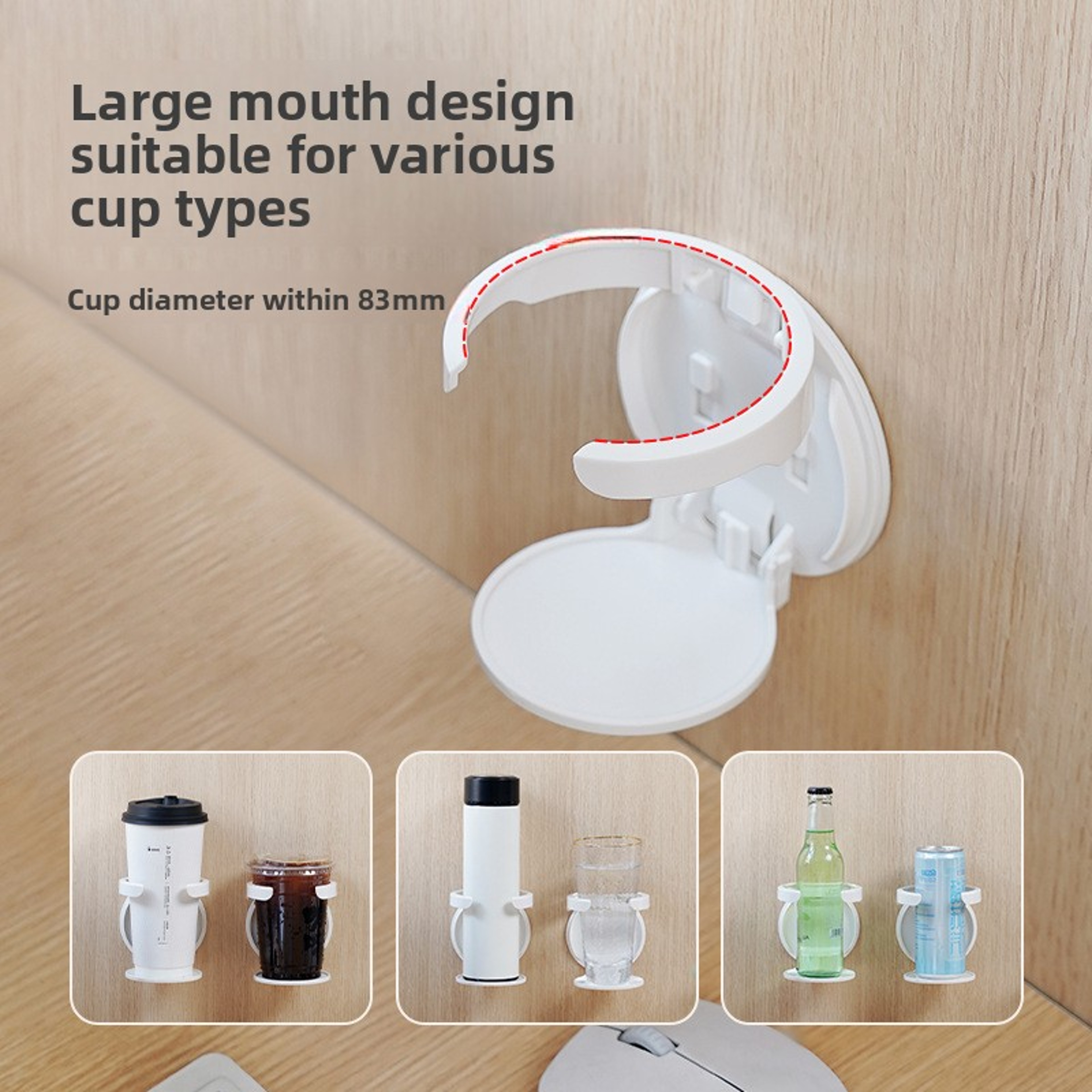 Punch Free Foldable Wall Mounted Cup Holder Mug Storage Rack For Kitchen Space Saving 2