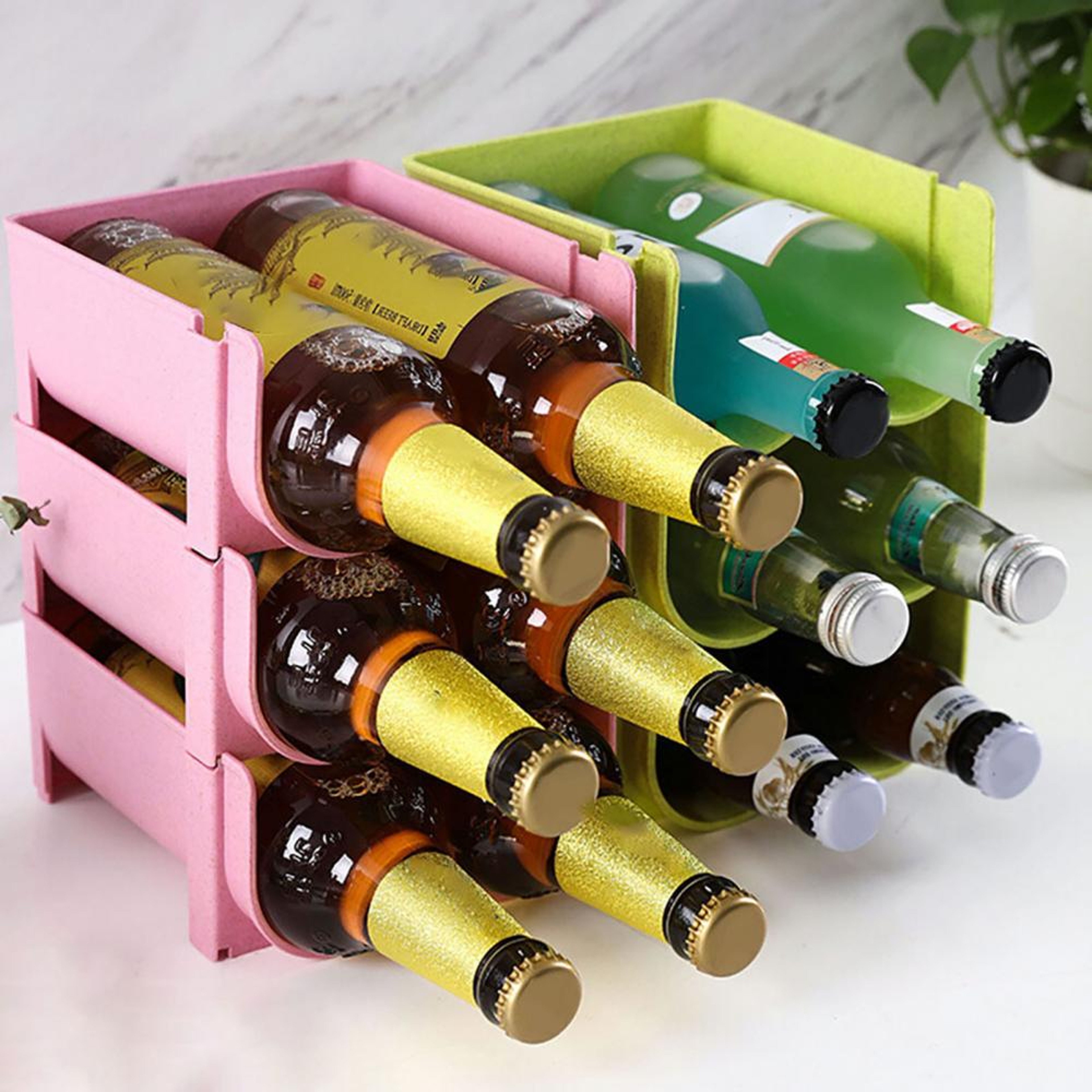 Compact Refrigerator Can Holder Rack Stackable Beverage Storage Organizer 5