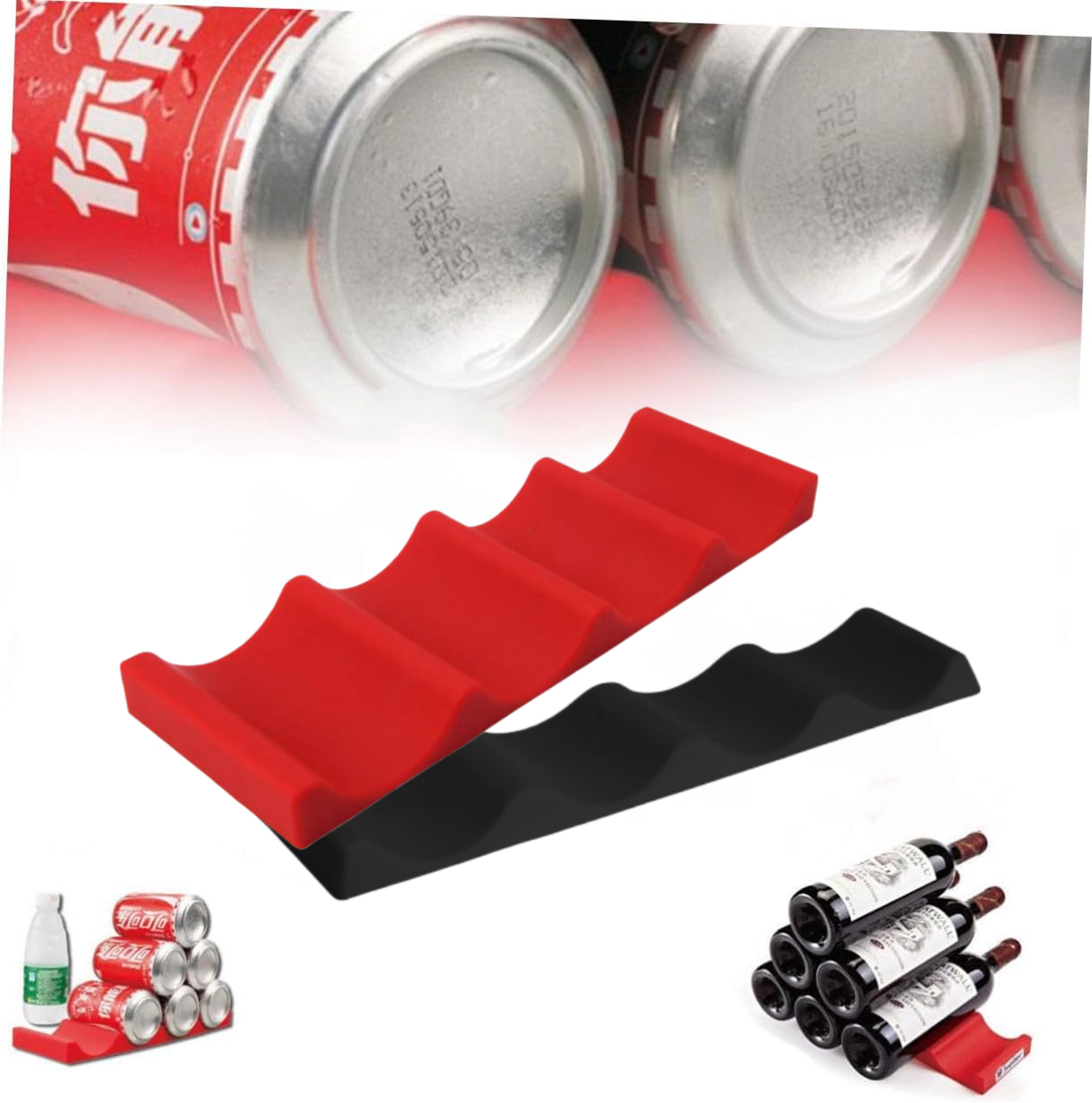 Silicone Fridge Organizer Wine Bottle Holder Folding Drink Storage Rack – view 2