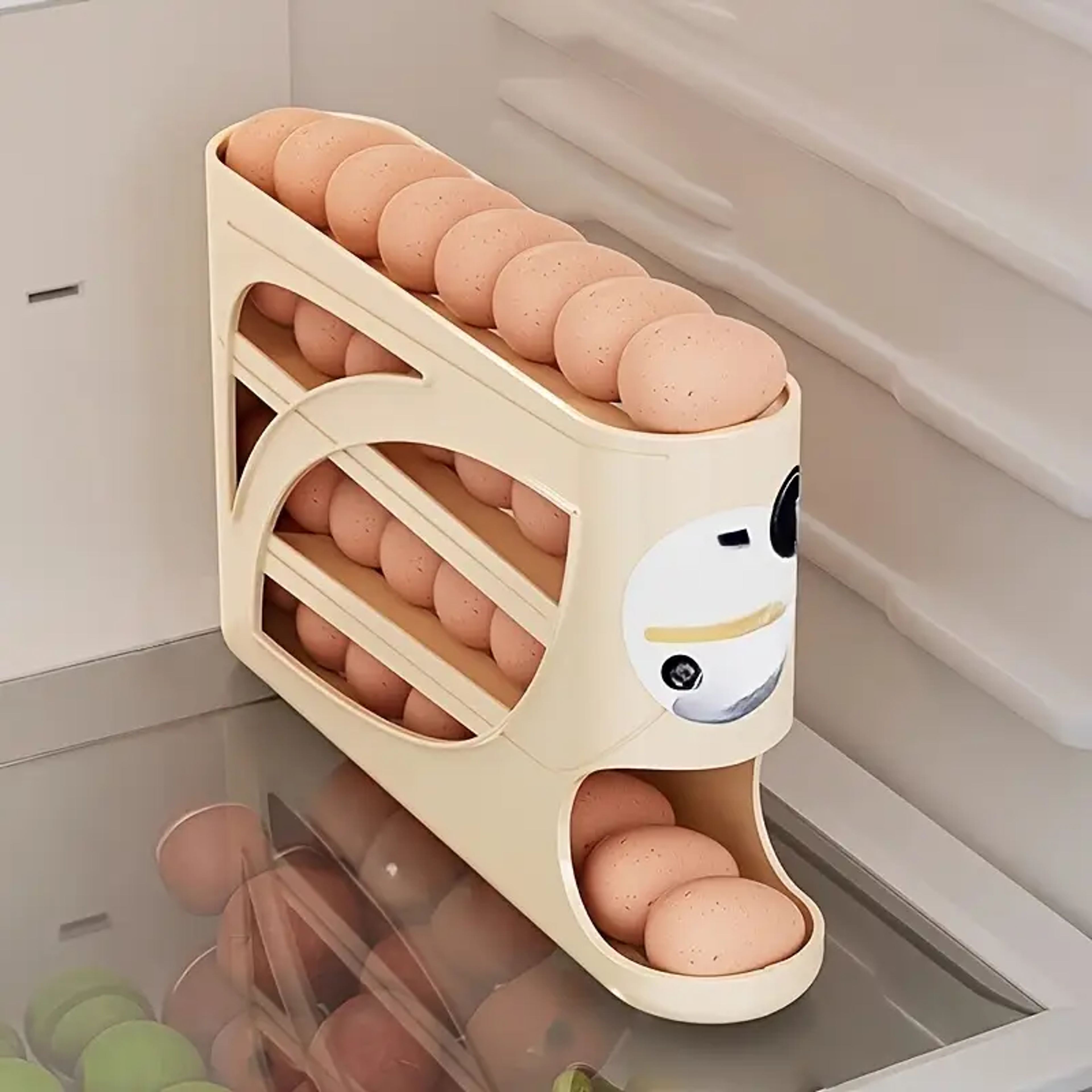 Auto Rolling Egg Storage Rack for Refrigerator Space Saving Organizer – view 7