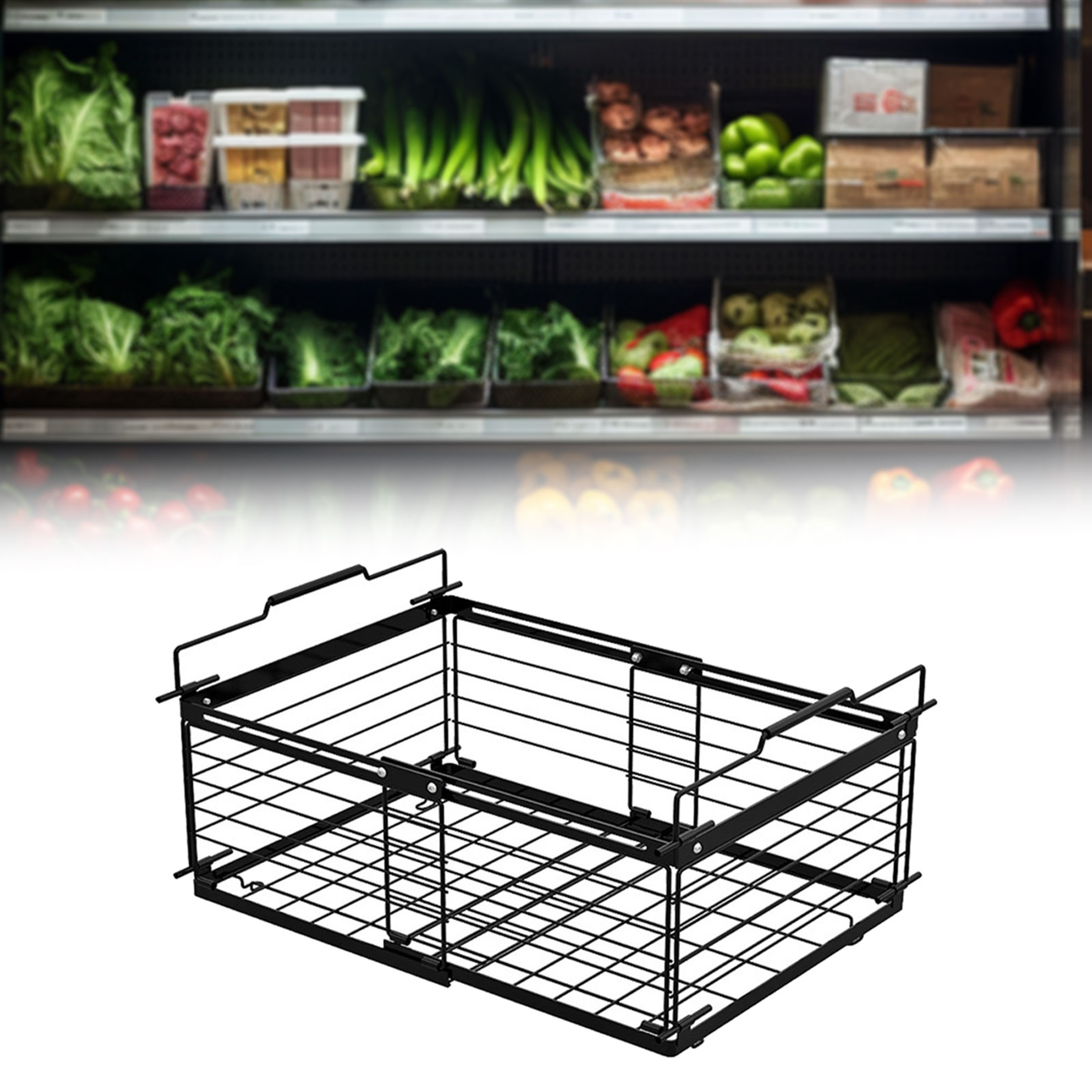 Expandable Freezer Organizer Bin Stackable Refrigerator Storage Rack 2