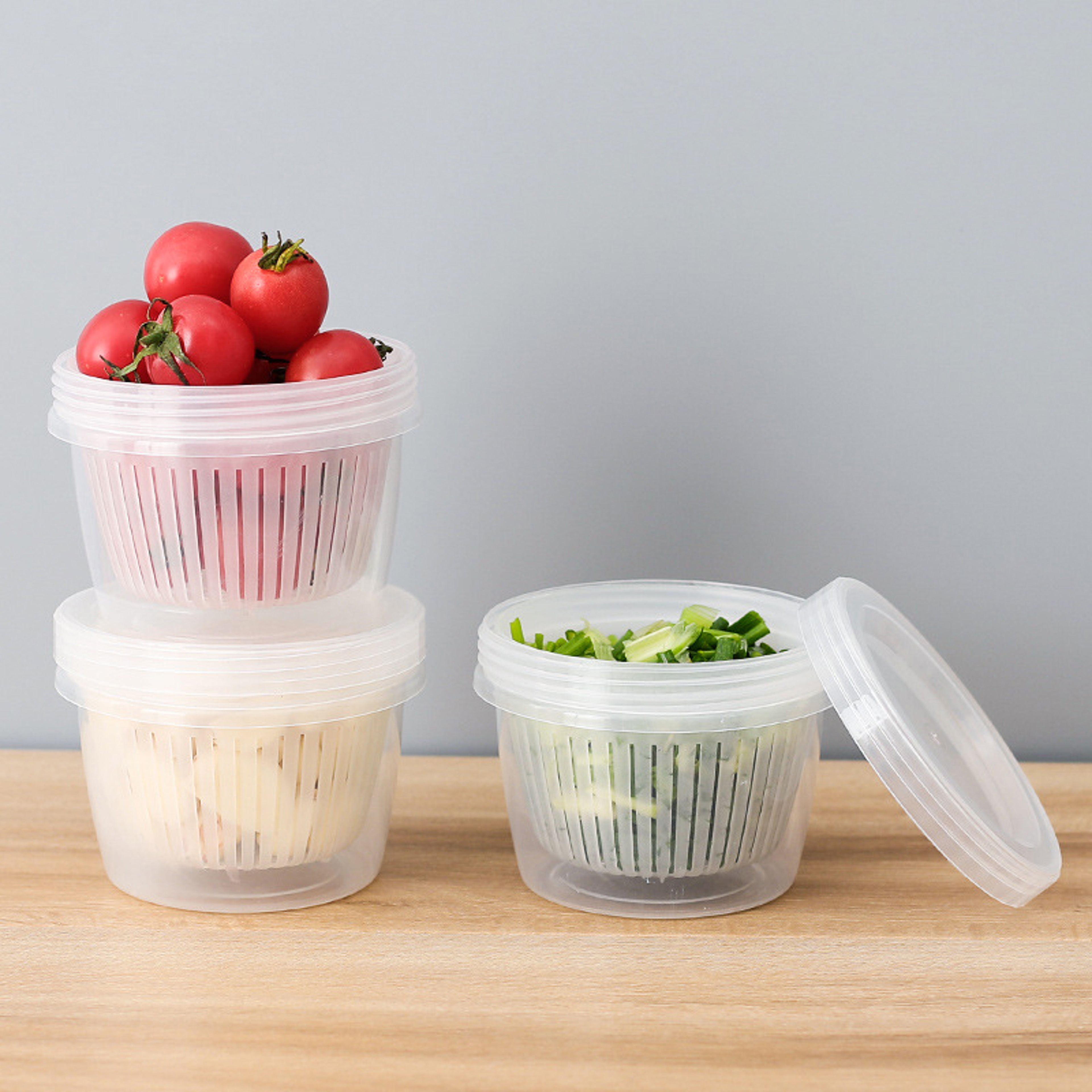 Fresh Keep Fruit and Vegetable Storage Container with Drain Basket – view 1