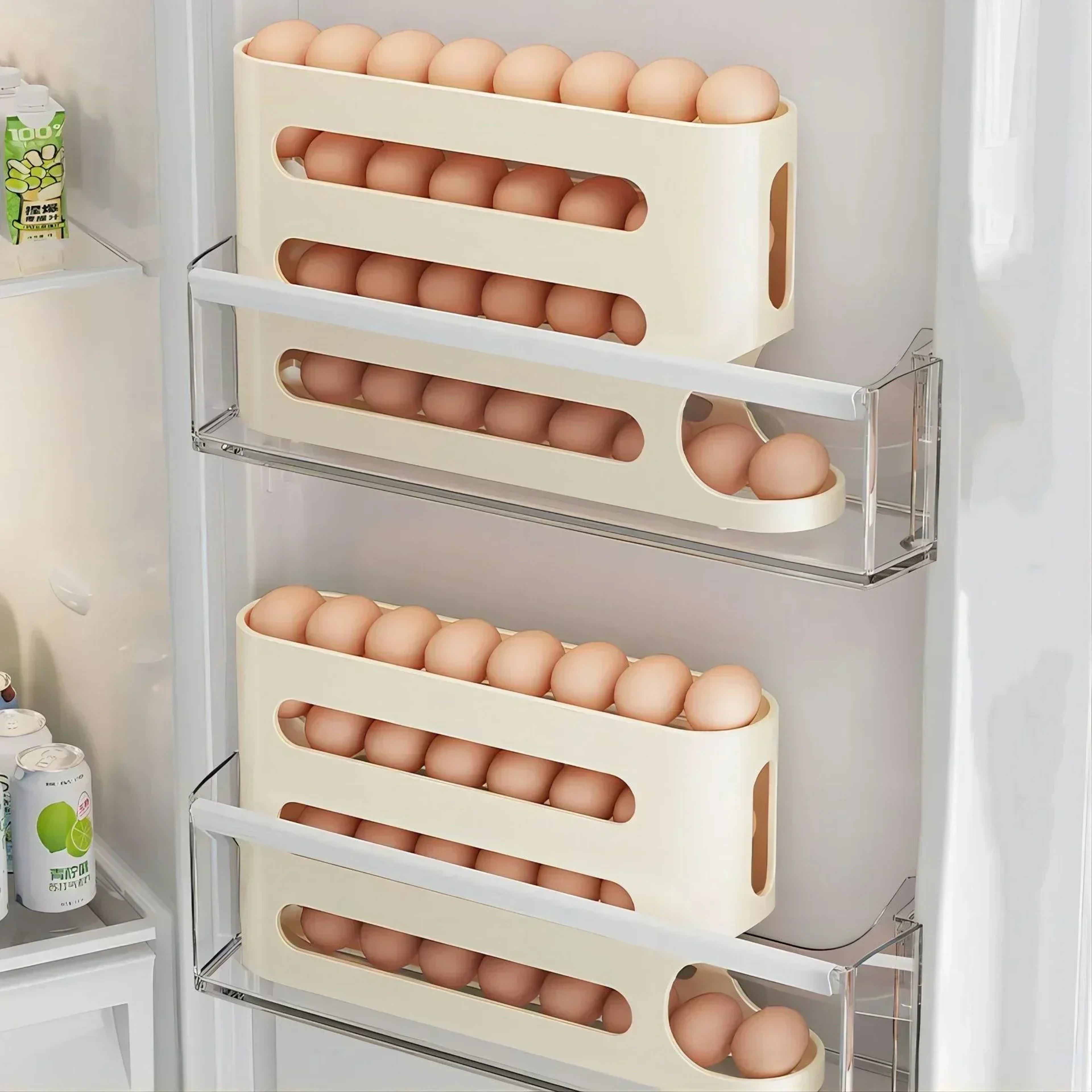 Egg Holder For Fridge Automatic Rolling Egg Dispenser And Organizer 4