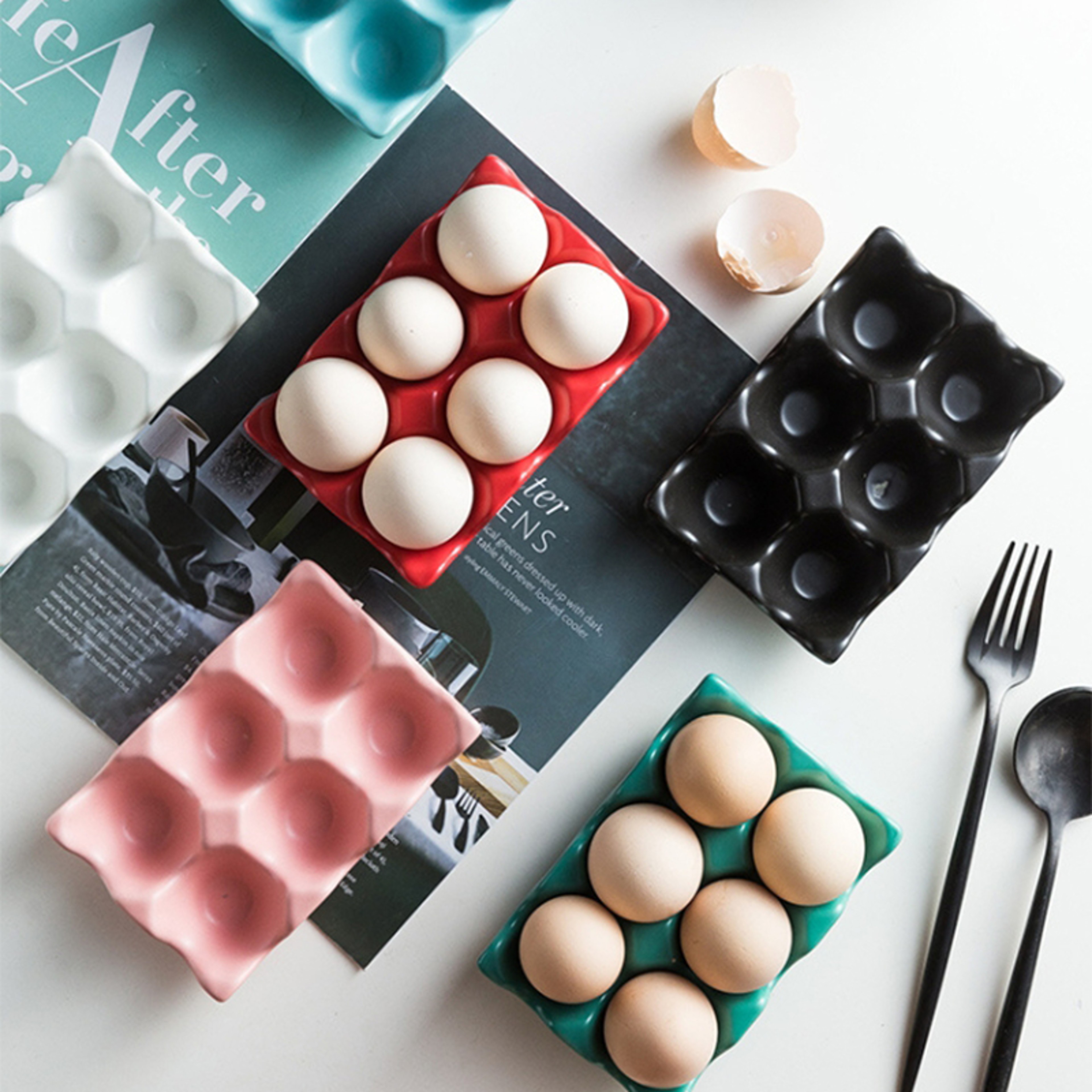 Egg Ceramic Egg Holder Anti Slip Egg Storage Tray For Fridge And Countertop 1