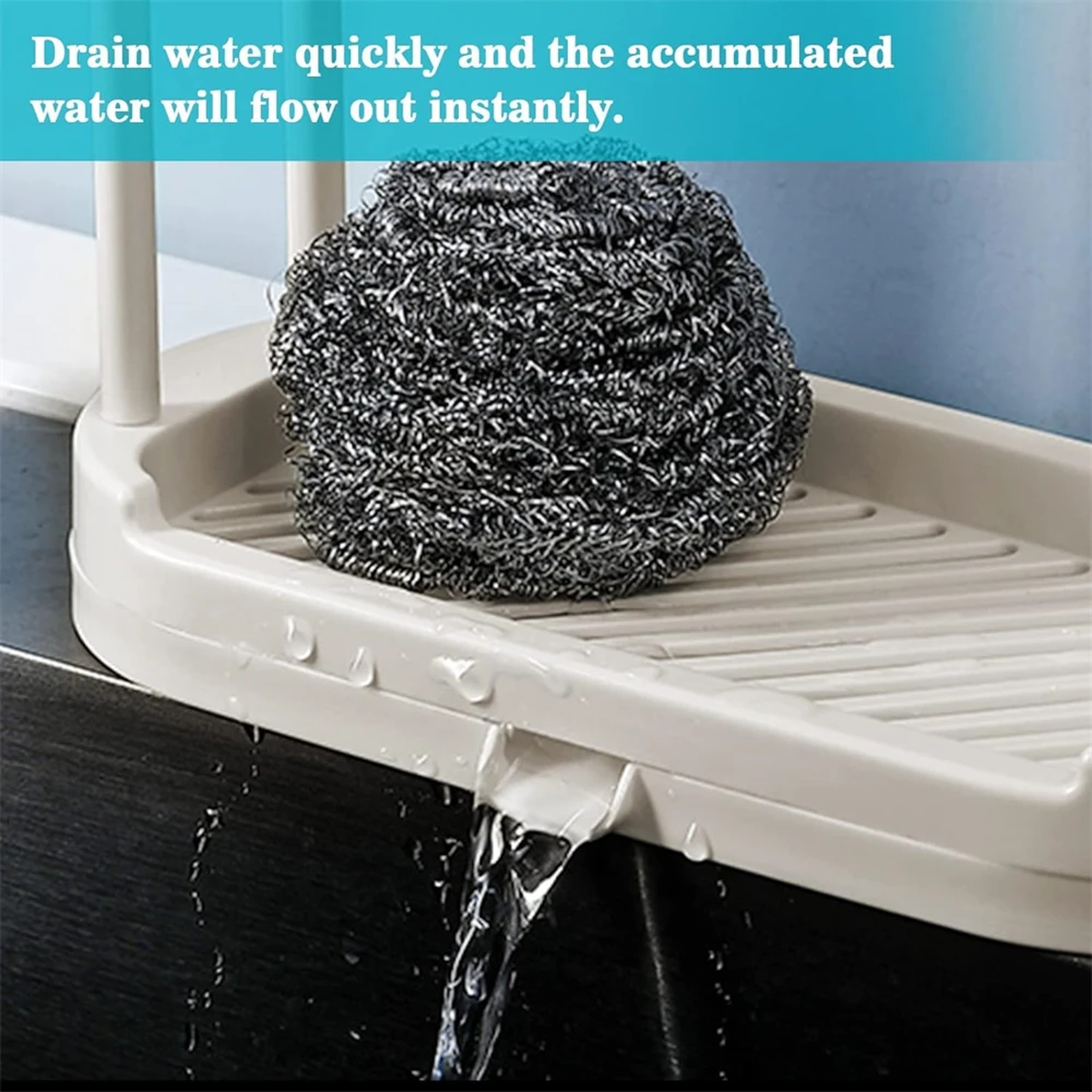 Quick Dry Kitchen Sink Organizer With Sponge Holder And Drainage Rack 5