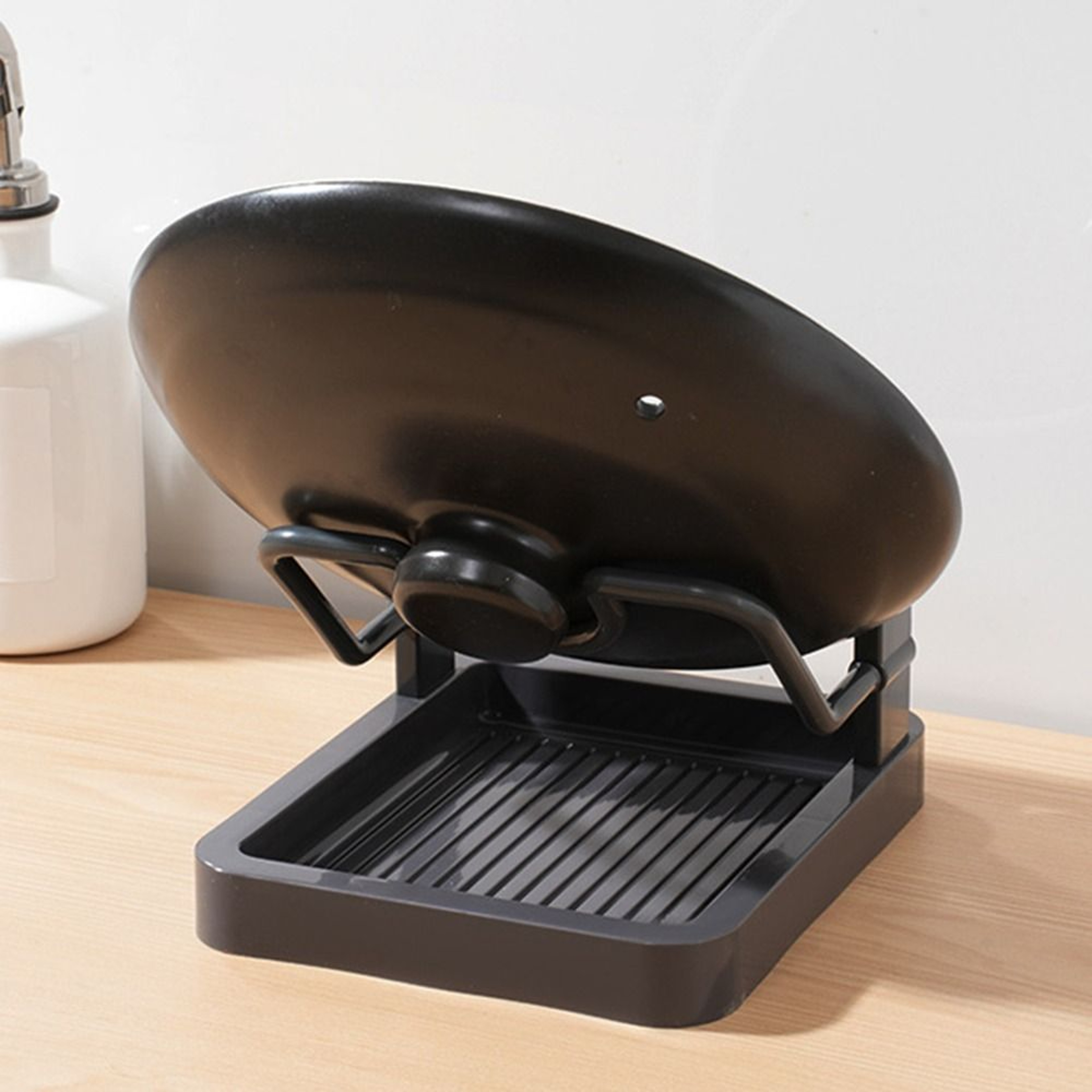 Double Layer Pot Lid Organizer Non Slip Kitchen Storage Rack With Draining Design 3