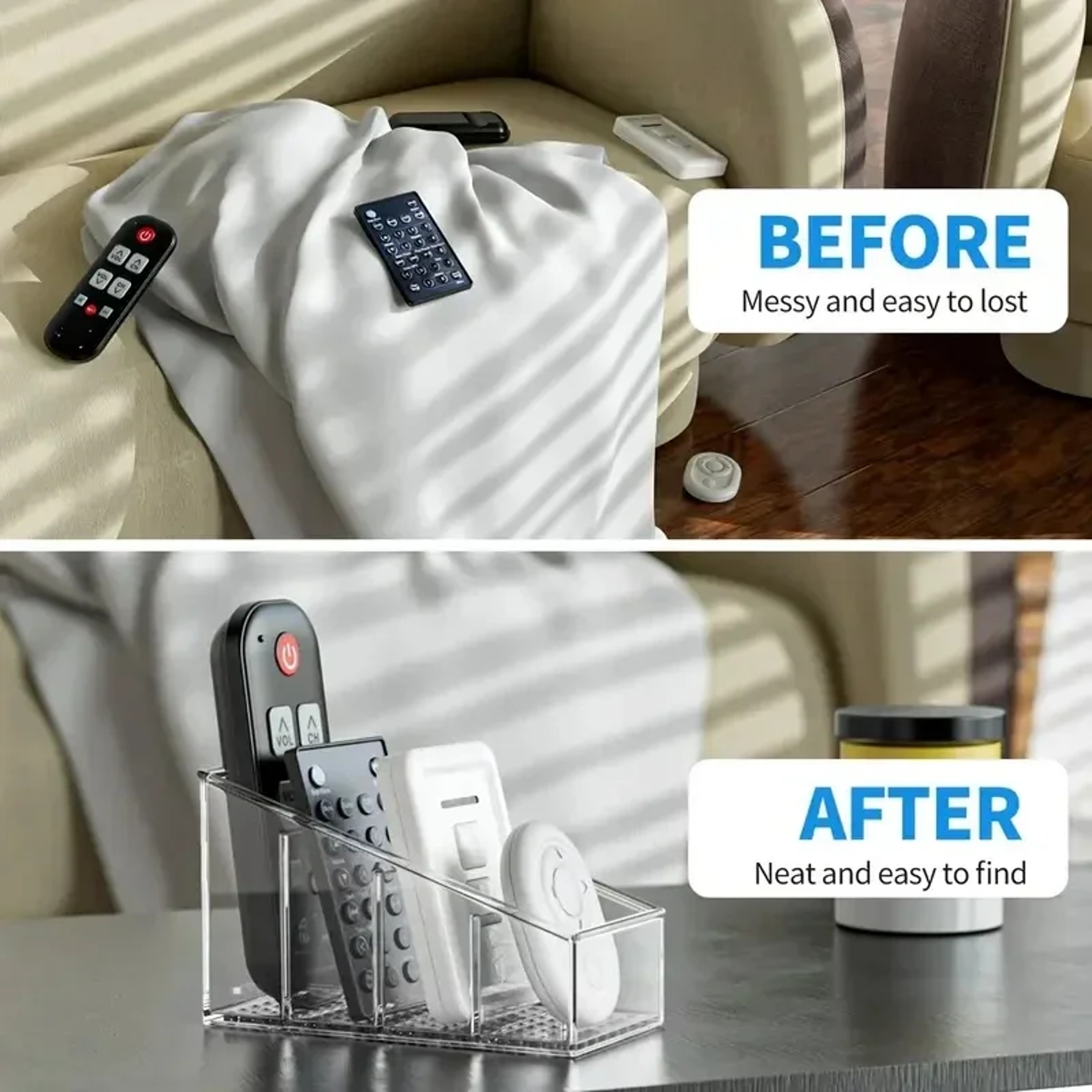 Clear Four Compartment Remote Control Holder Desk Organizer For Home 1