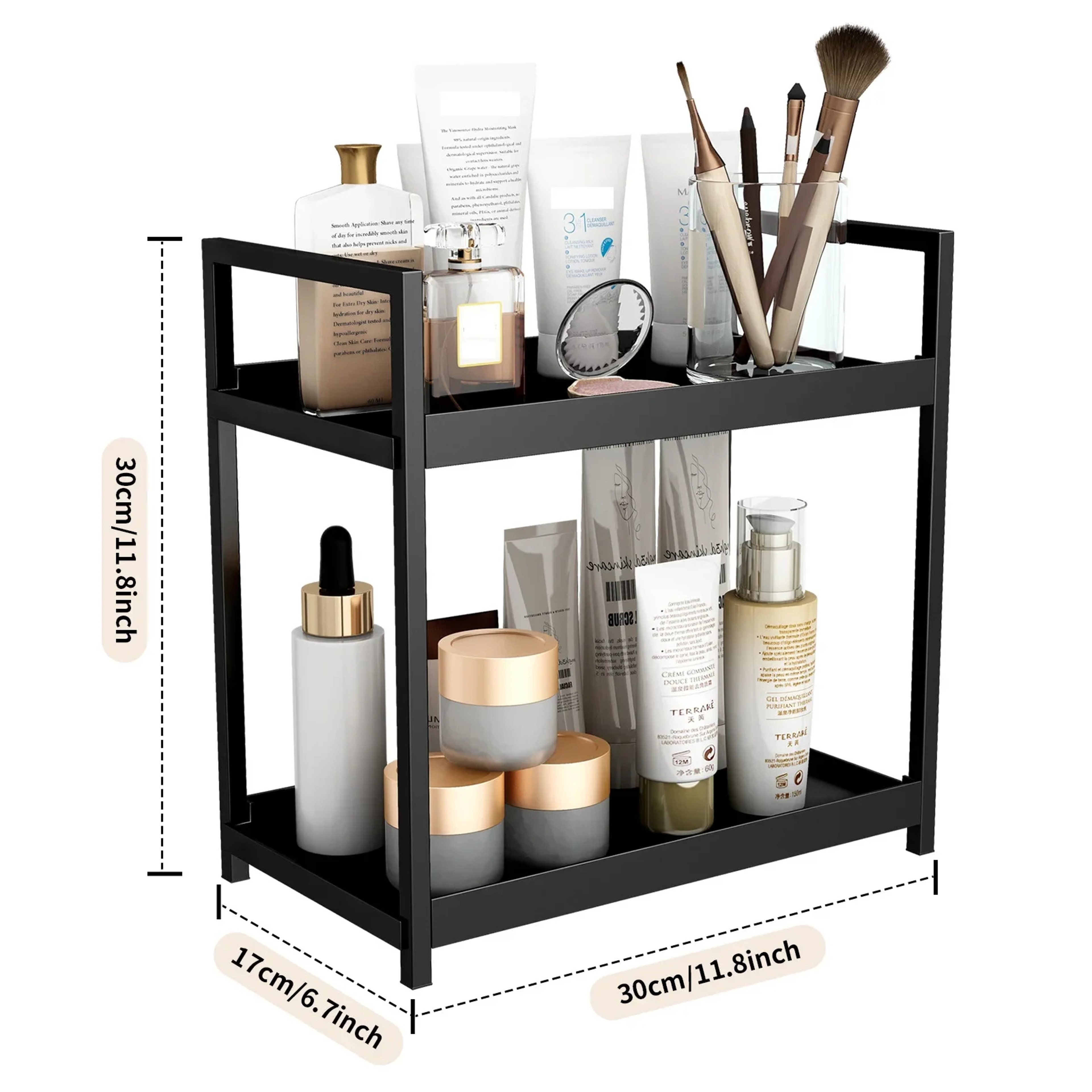 Under Sink Organizer Sliding Cabinet Storage Rack With Hooks 5