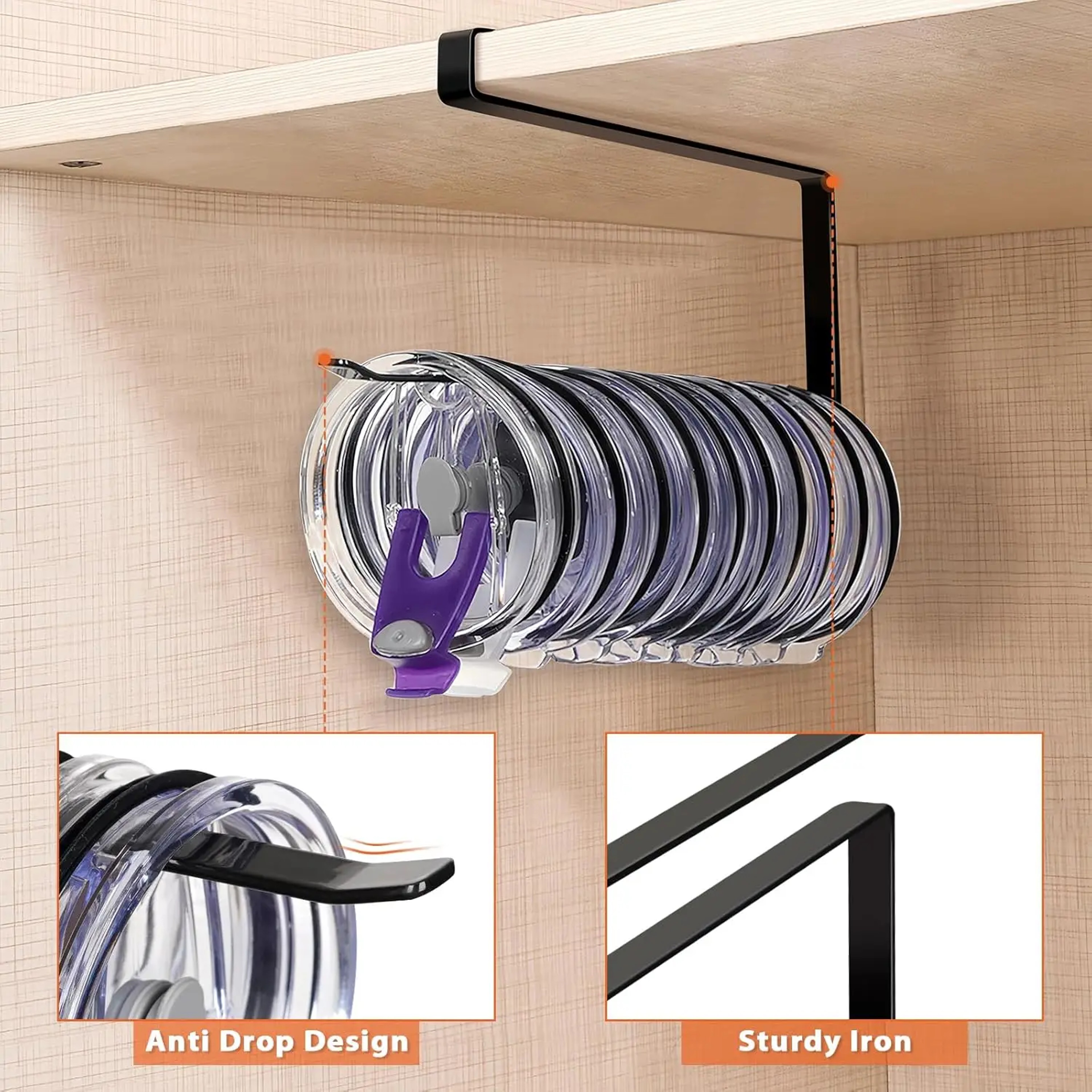No Drill Paper Towel Holder Kitchen Cabinet Door Hook Space Saving Organizer 2
