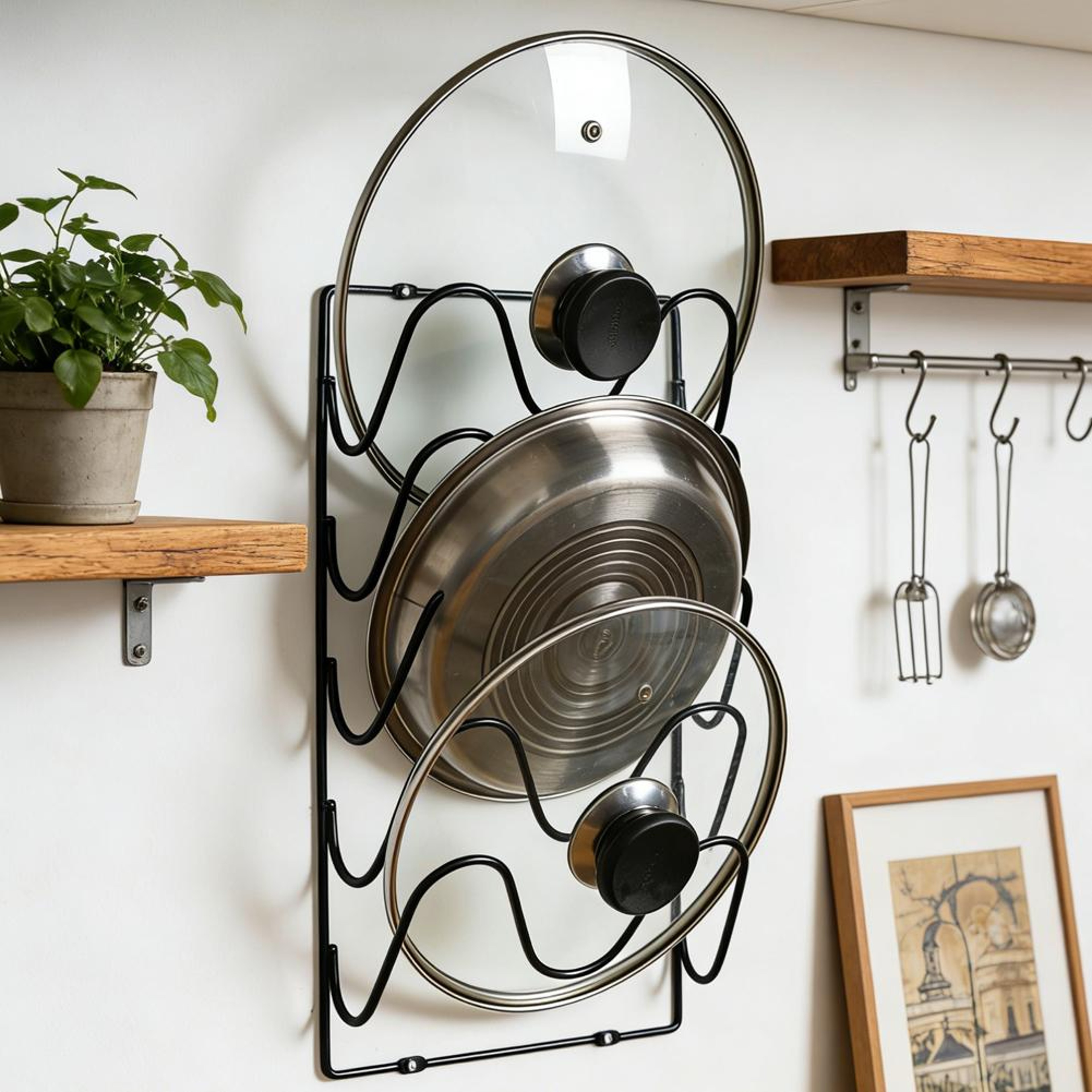 Five Layer Pot Lid Organizer Wall Mounted Kitchen Storage Rack – view 2