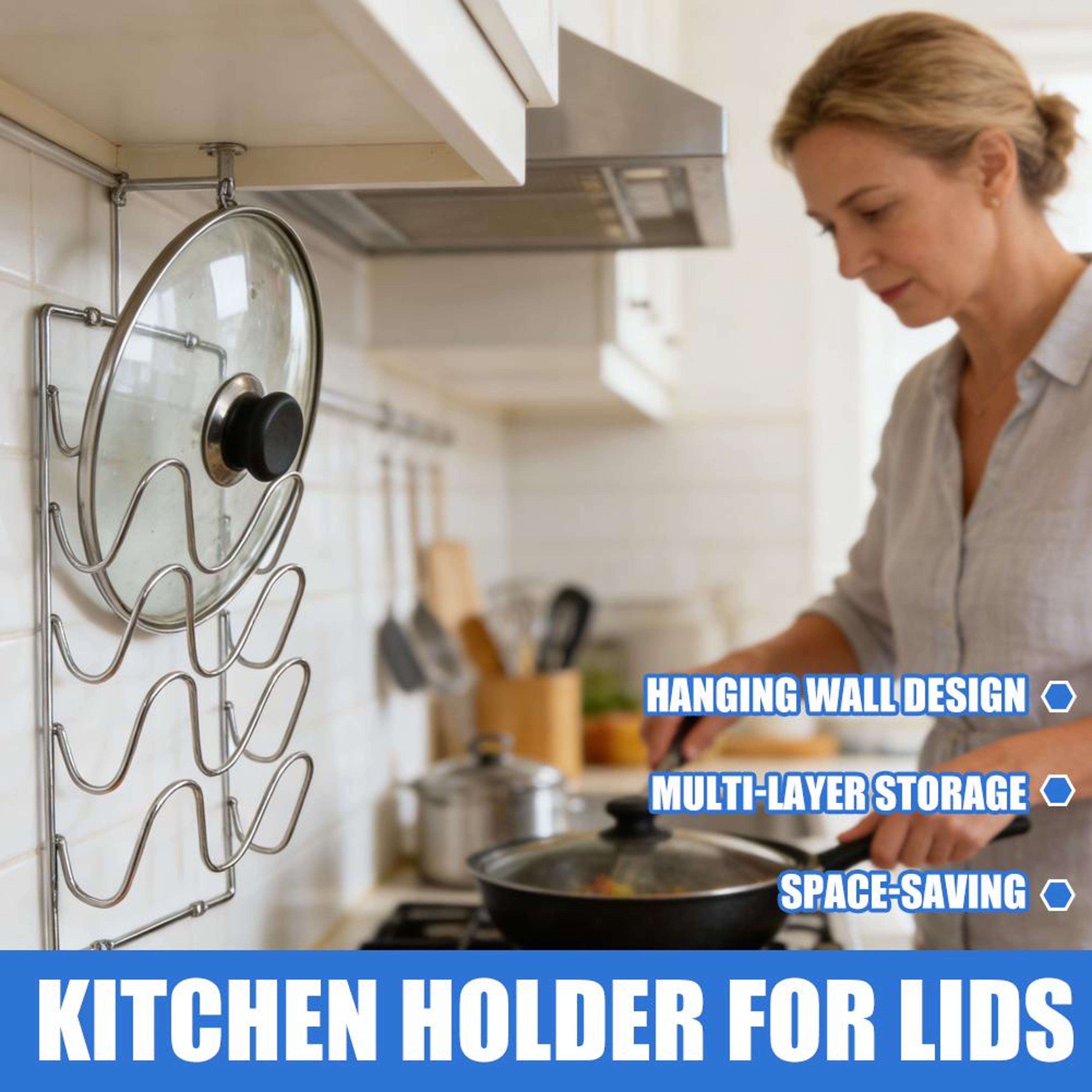 Five Layer Pot Lid Organizer Wall Mounted Kitchen Storage Rack – view 4