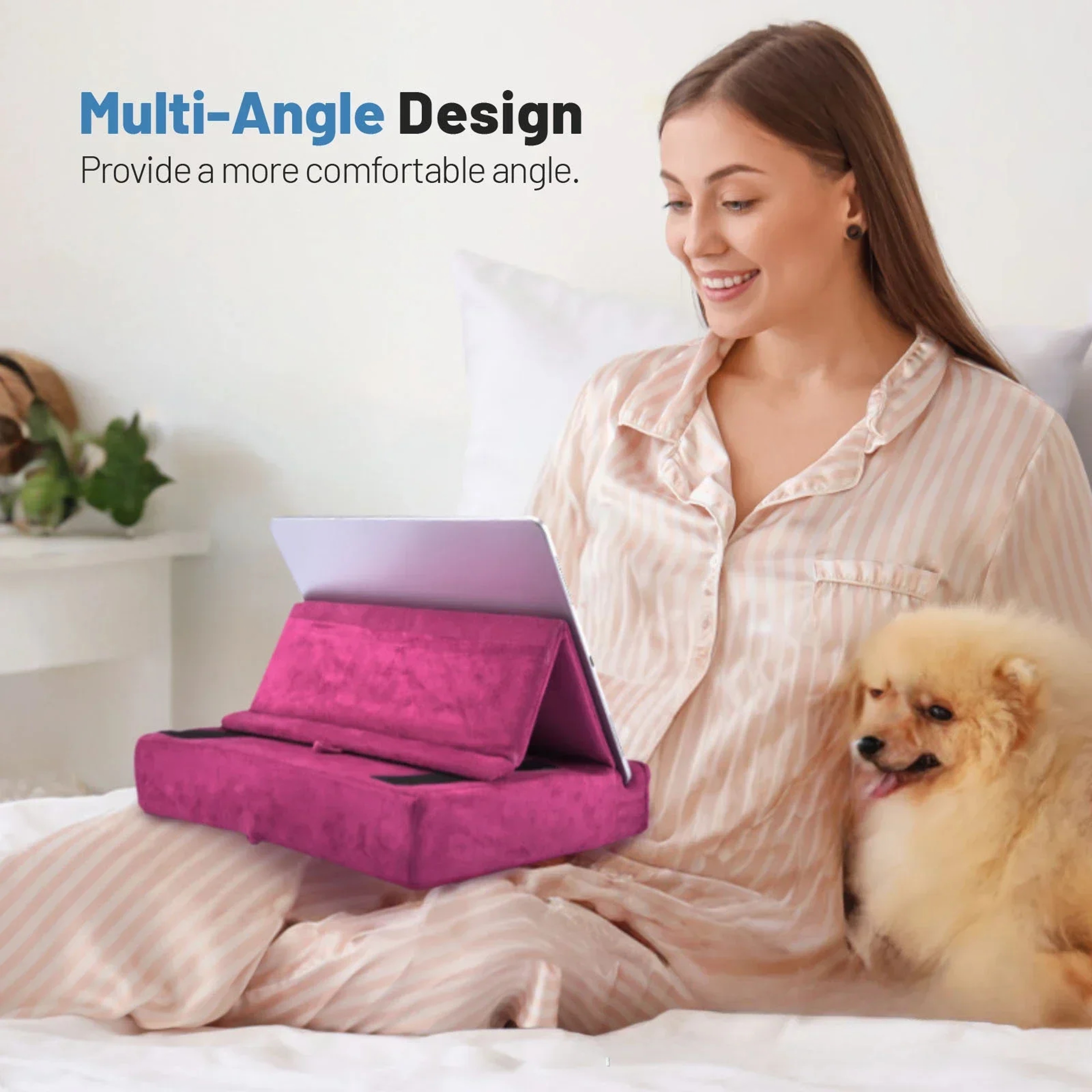 Tablet Pillow Stand Foldable IPad Holder Adjustable Bed And Desk Stand With Storage 4