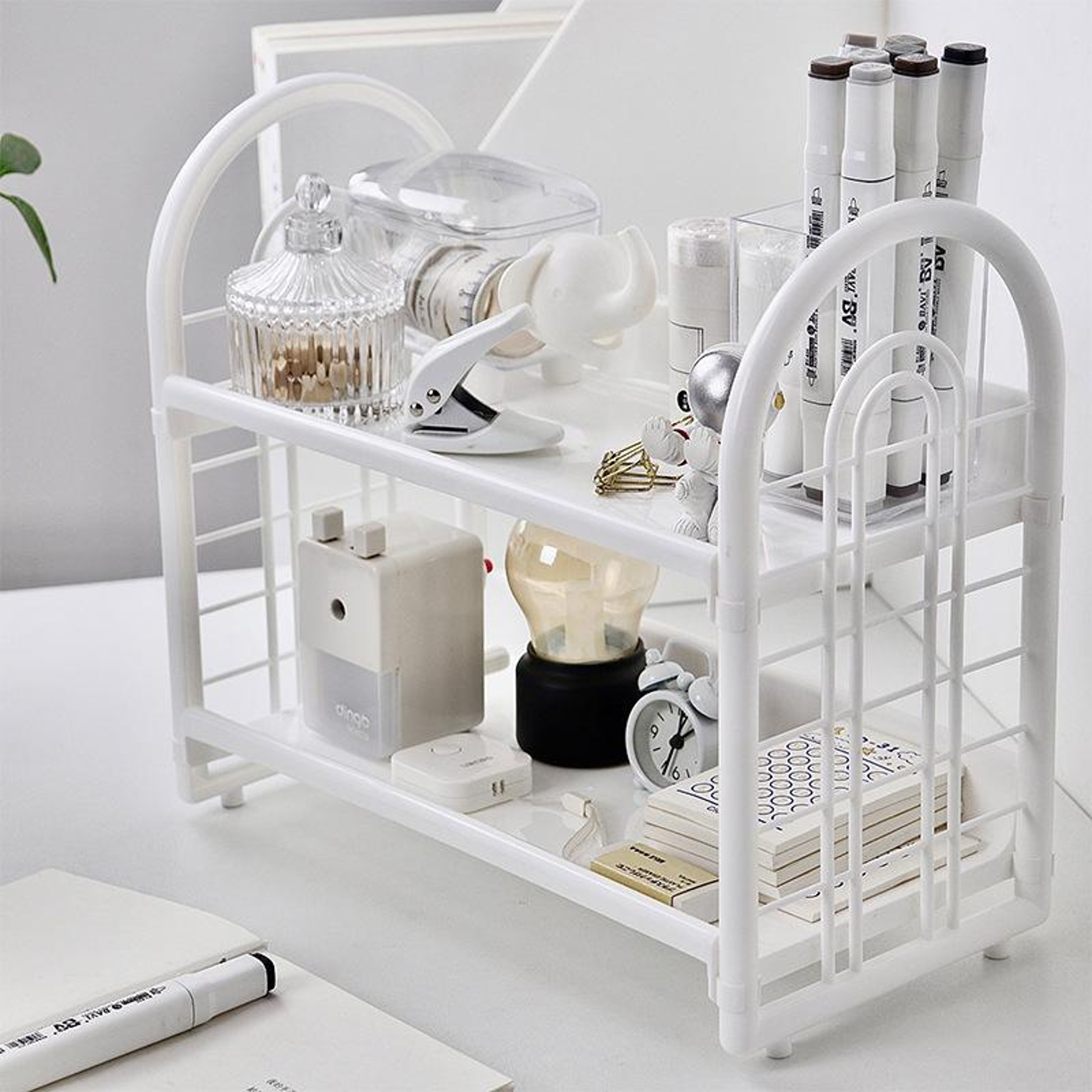 Double Layer Desktop Organizer Shelf Tier Cosmetic Storage Rack For Bedroom And Dorm 2