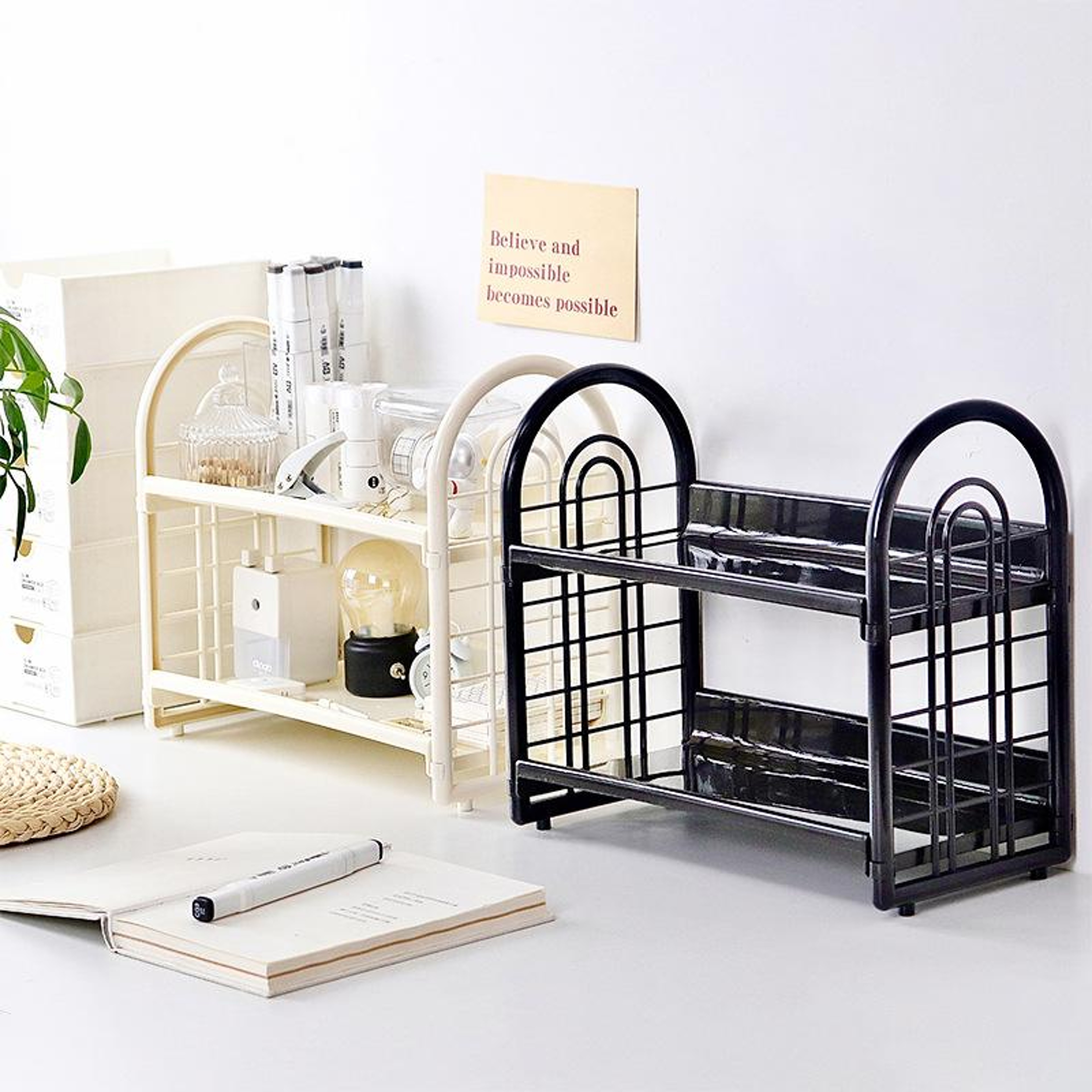 Double Layer Desktop Organizer Shelf Tier Cosmetic Storage Rack For Bedroom And Dorm 4