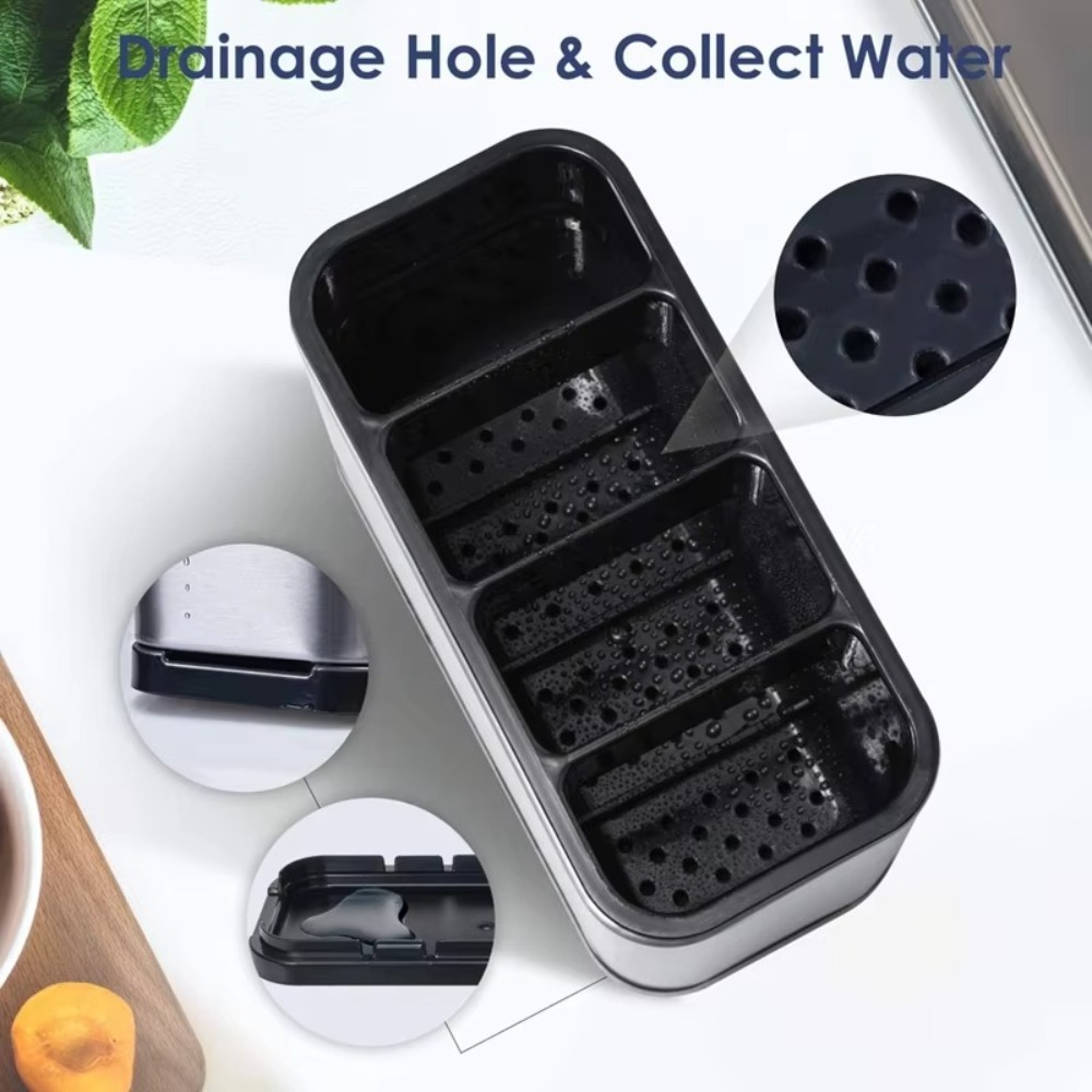 Large Capacity Stainless Steel Kitchen Utensil Holder With Removable Divider Organizer 4