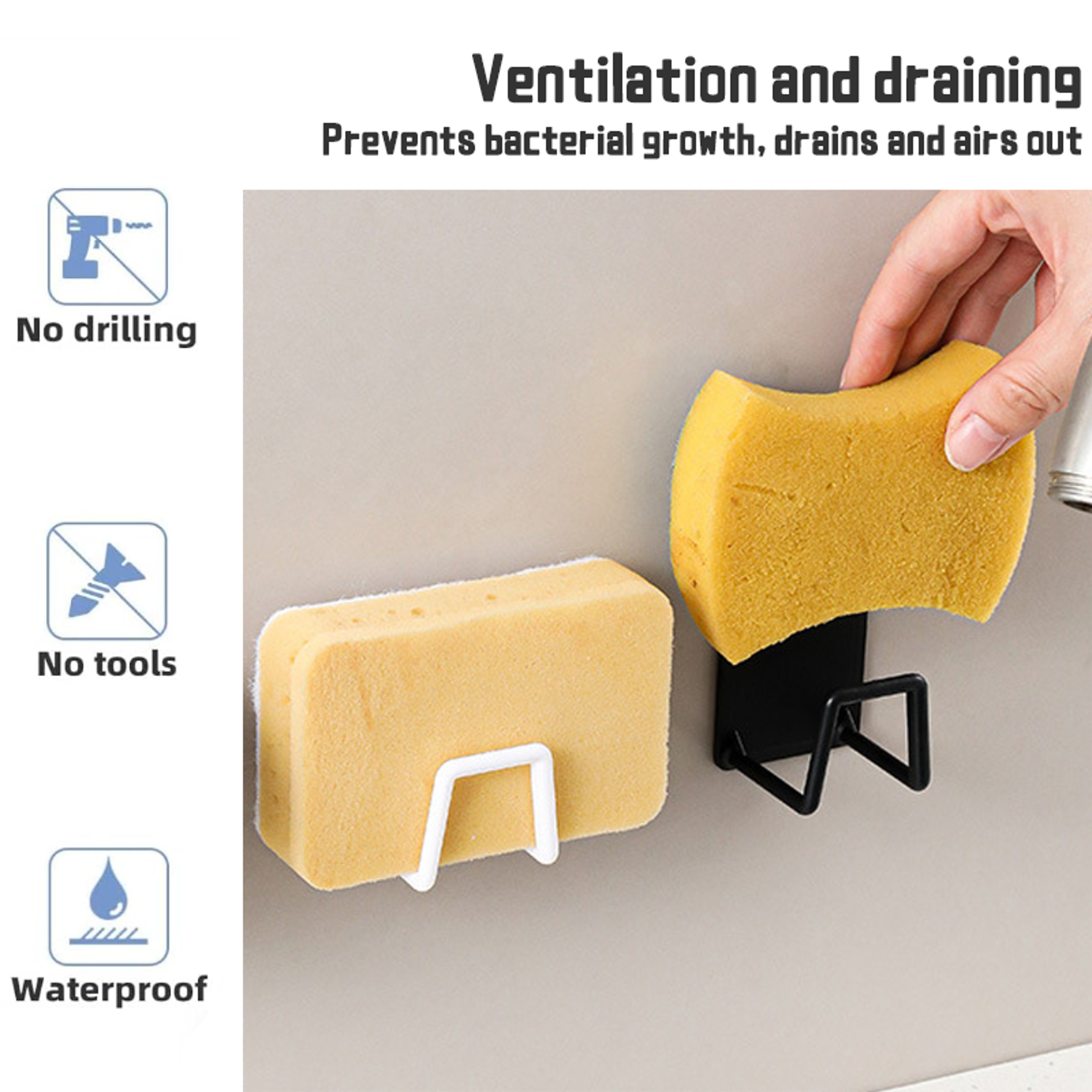 Kitchen Sink Sponge Holder Drain Rack With Fast Drying Storage Organizer – view 4