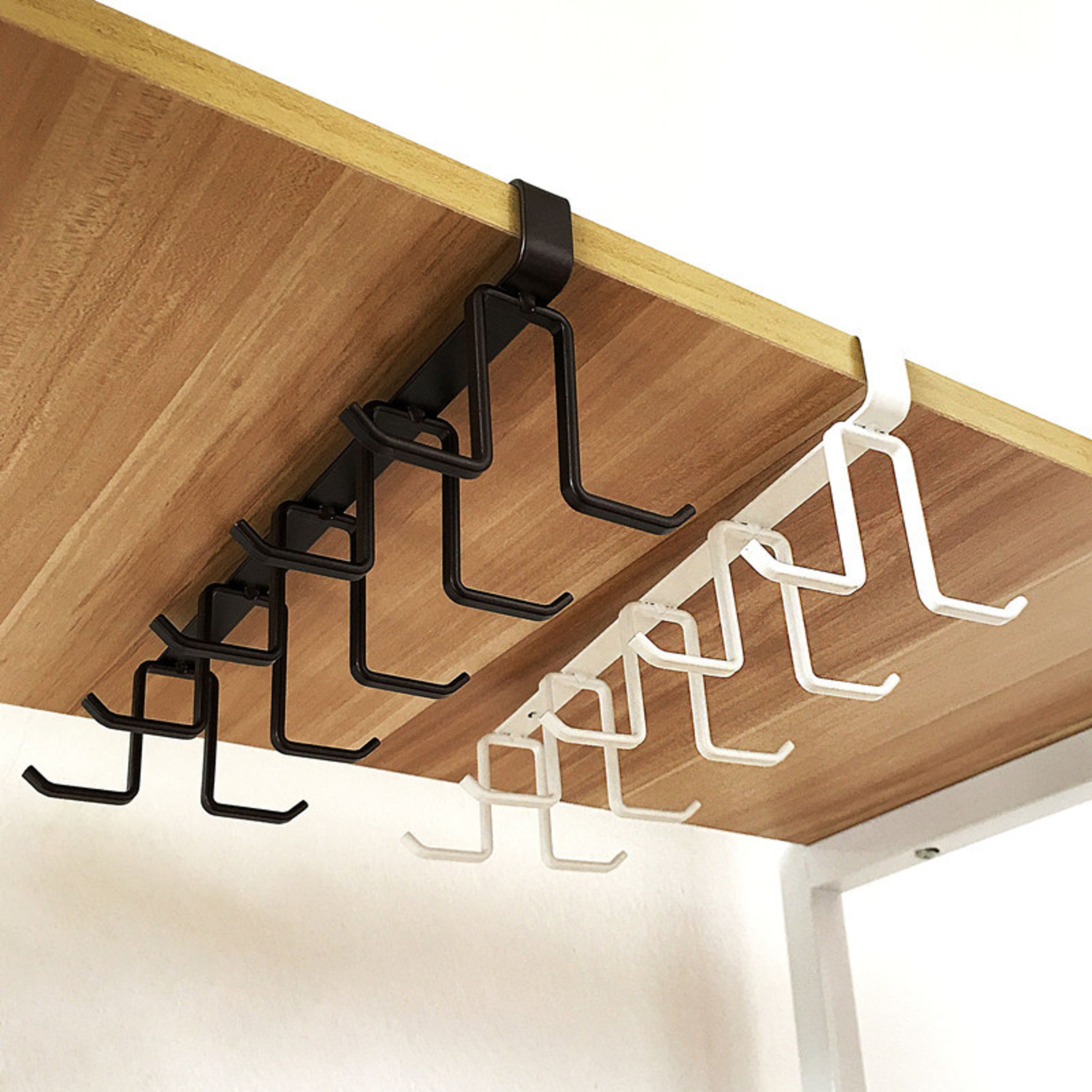 Punch Free Double Row Mug Holder Rack Kitchen Cabinet Organizer 0