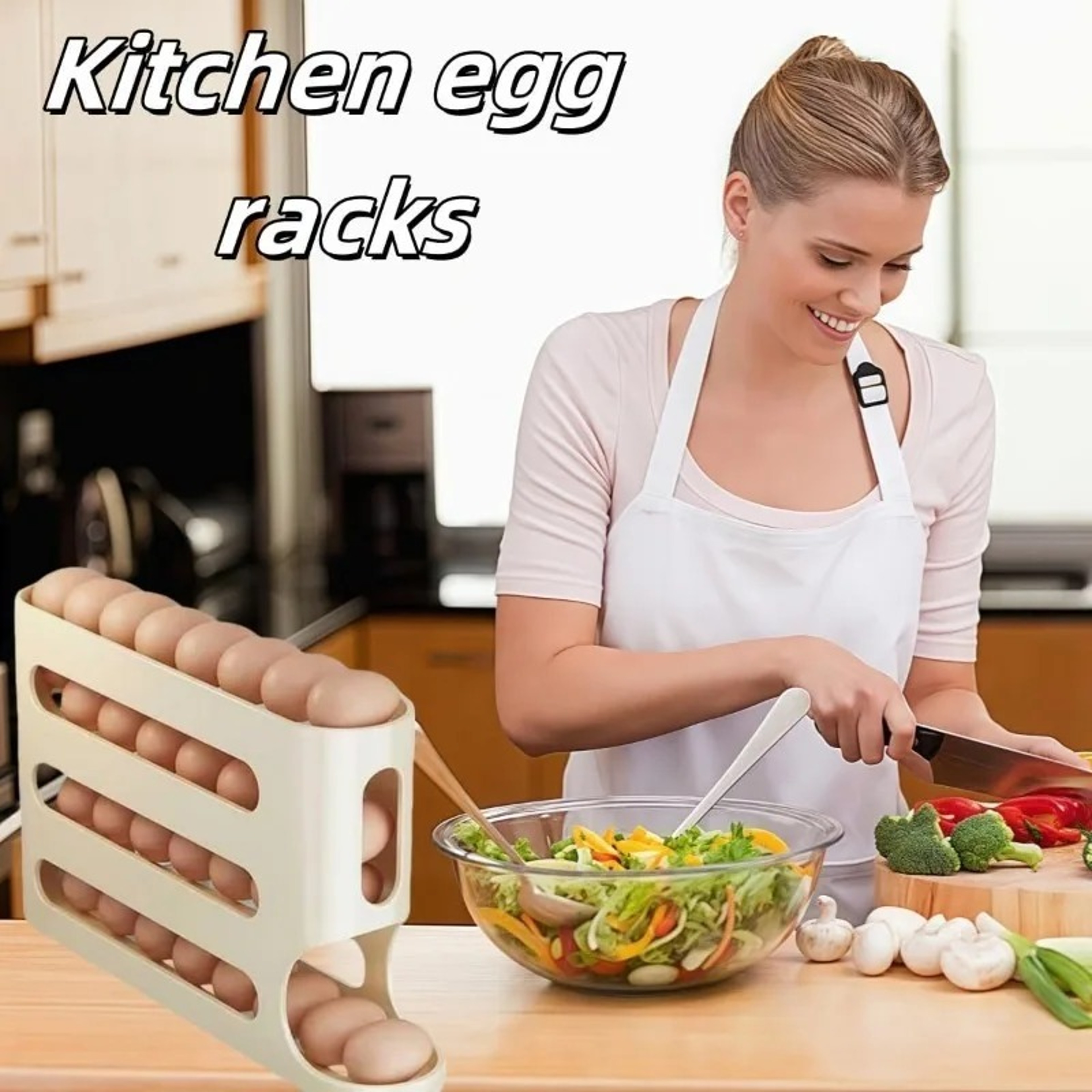 Automatic Egg Storage Box Large Capacity Rolling Egg Tray For Kitchen Organization 1