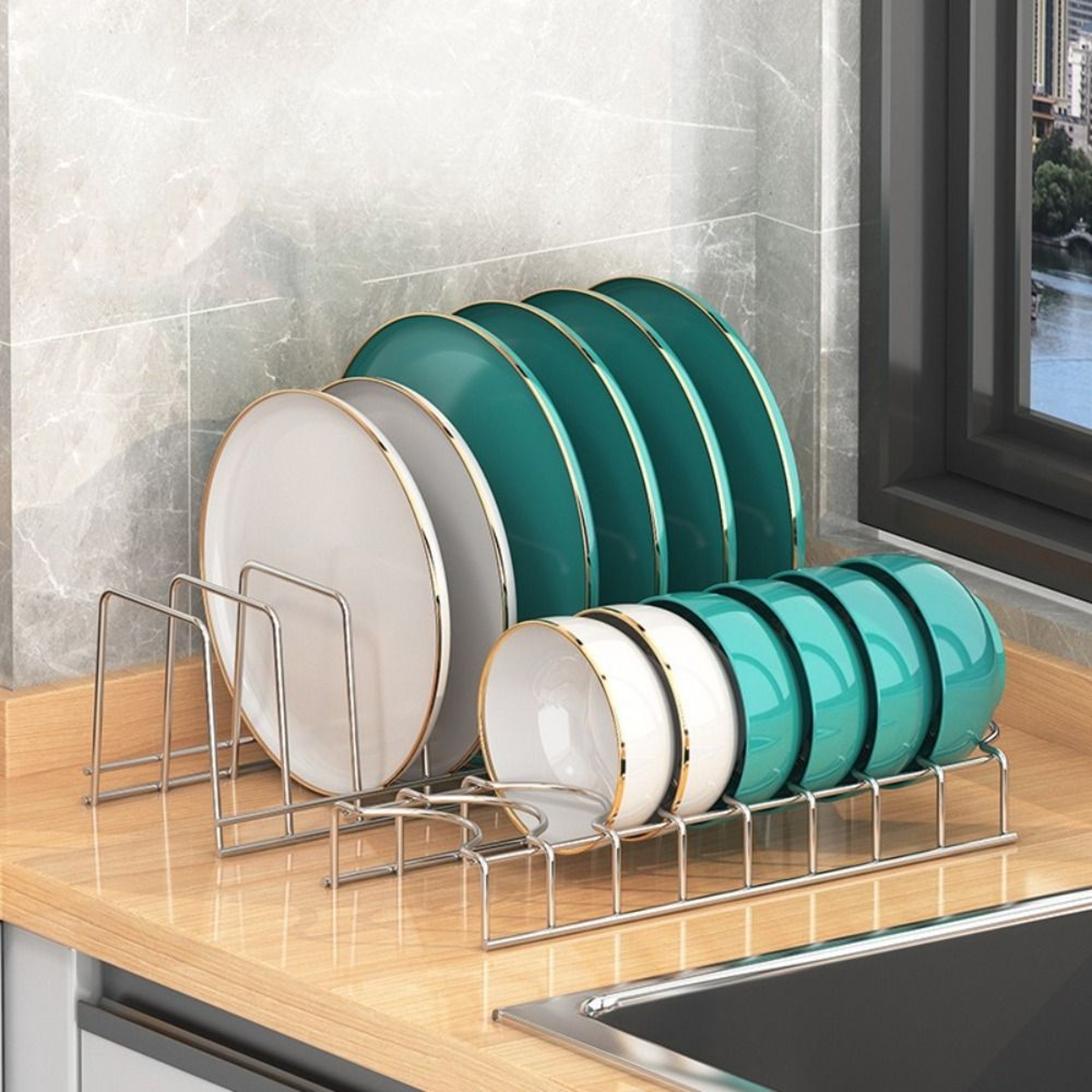 Multi Purpose Stainless Steel Dish Drying Rack Space Saving Kitchen Organizer 4