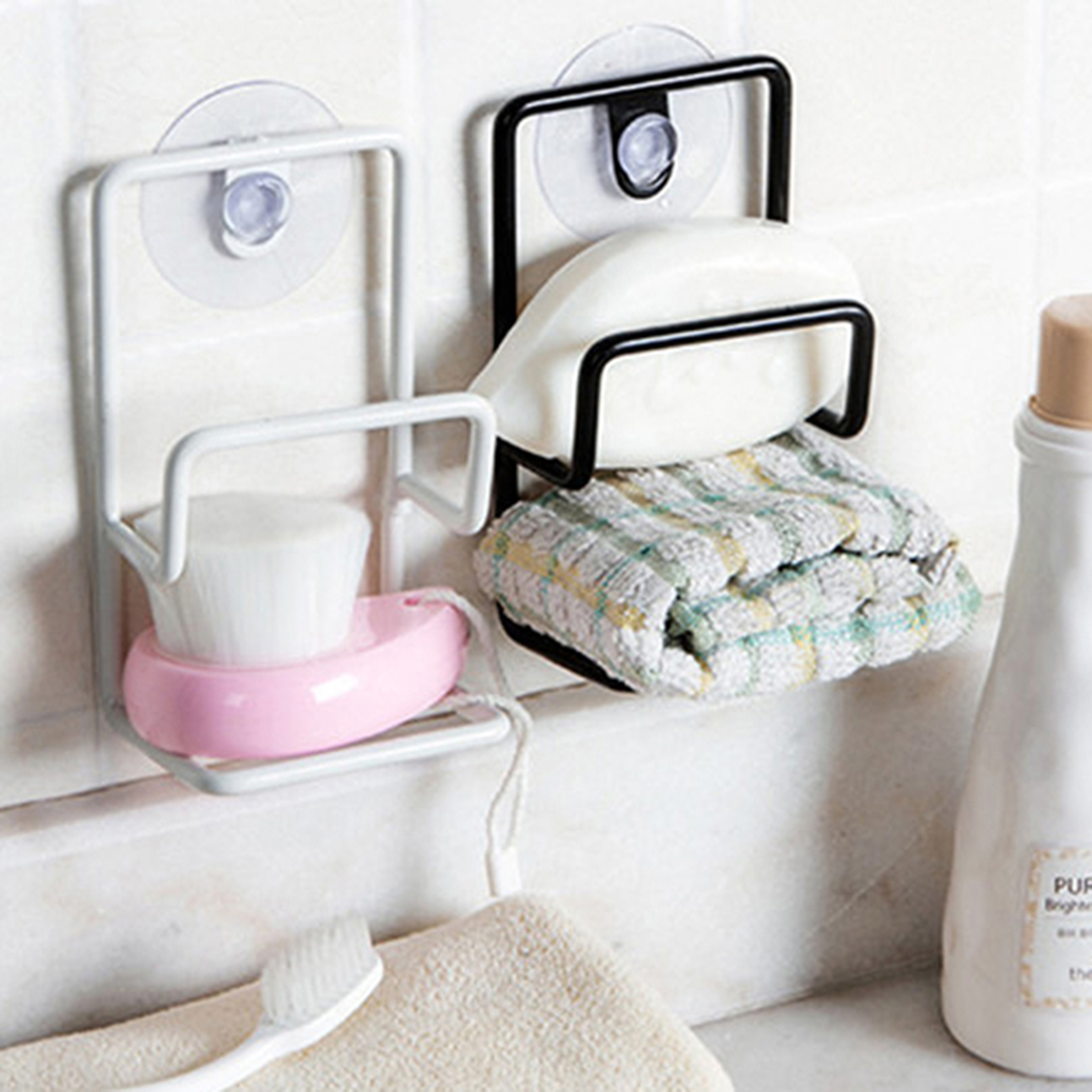 Metal Suction Cup Sink Drain Rack Wall Mounted Sponge Holder Kitchen Organizer 4
