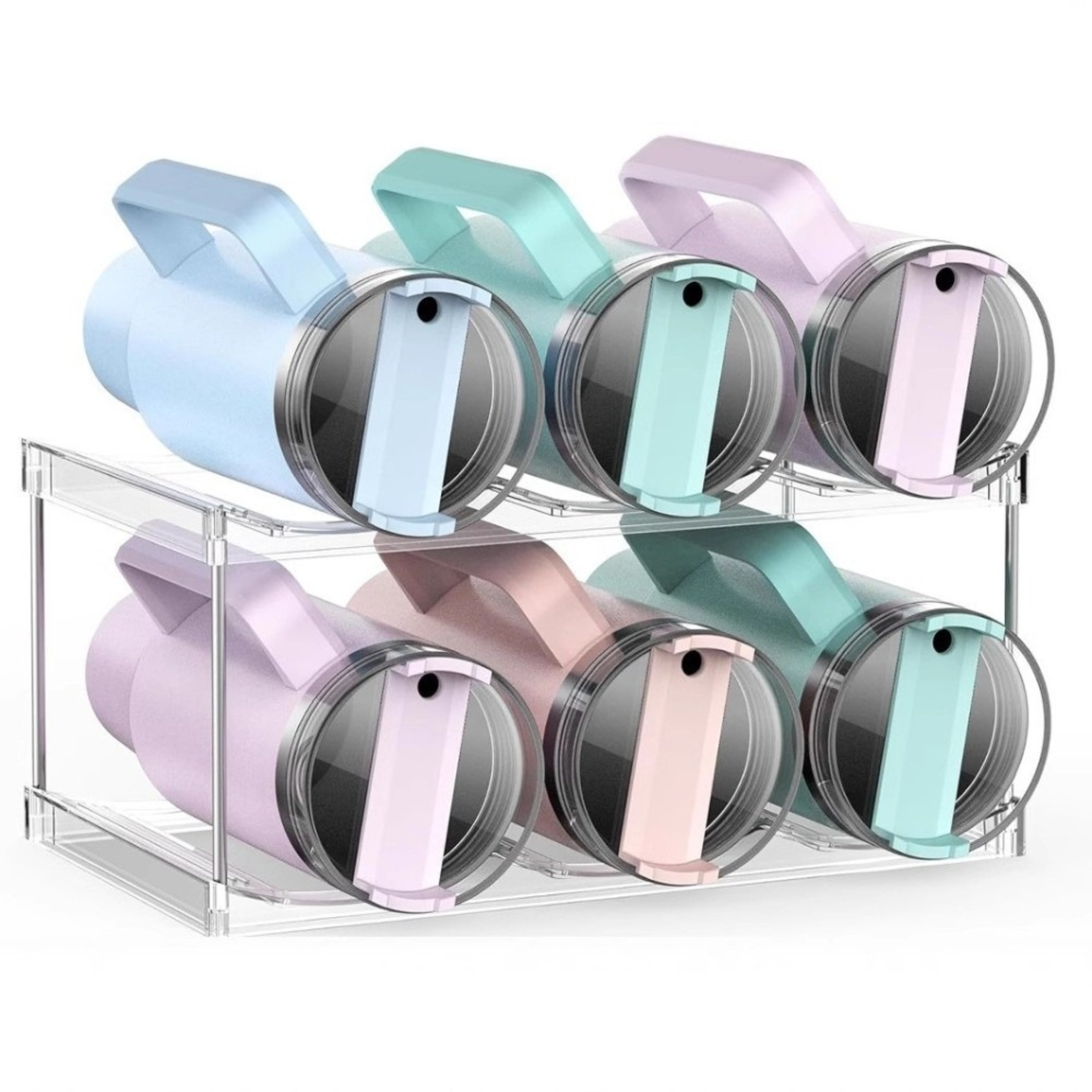 Clear Water Bottle Organizer Stackable Space Saving Rack 1