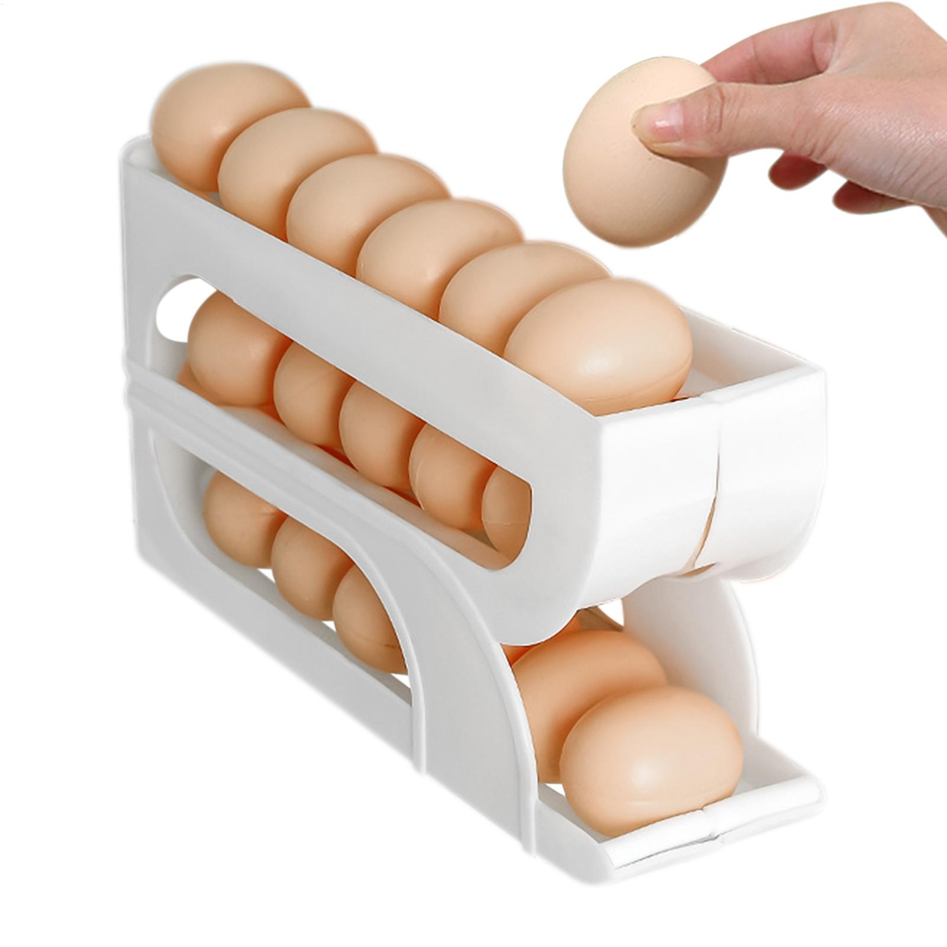 Three Tier Rolling Egg Dispenser Space Saving Egg Holder for Fridge – view 1