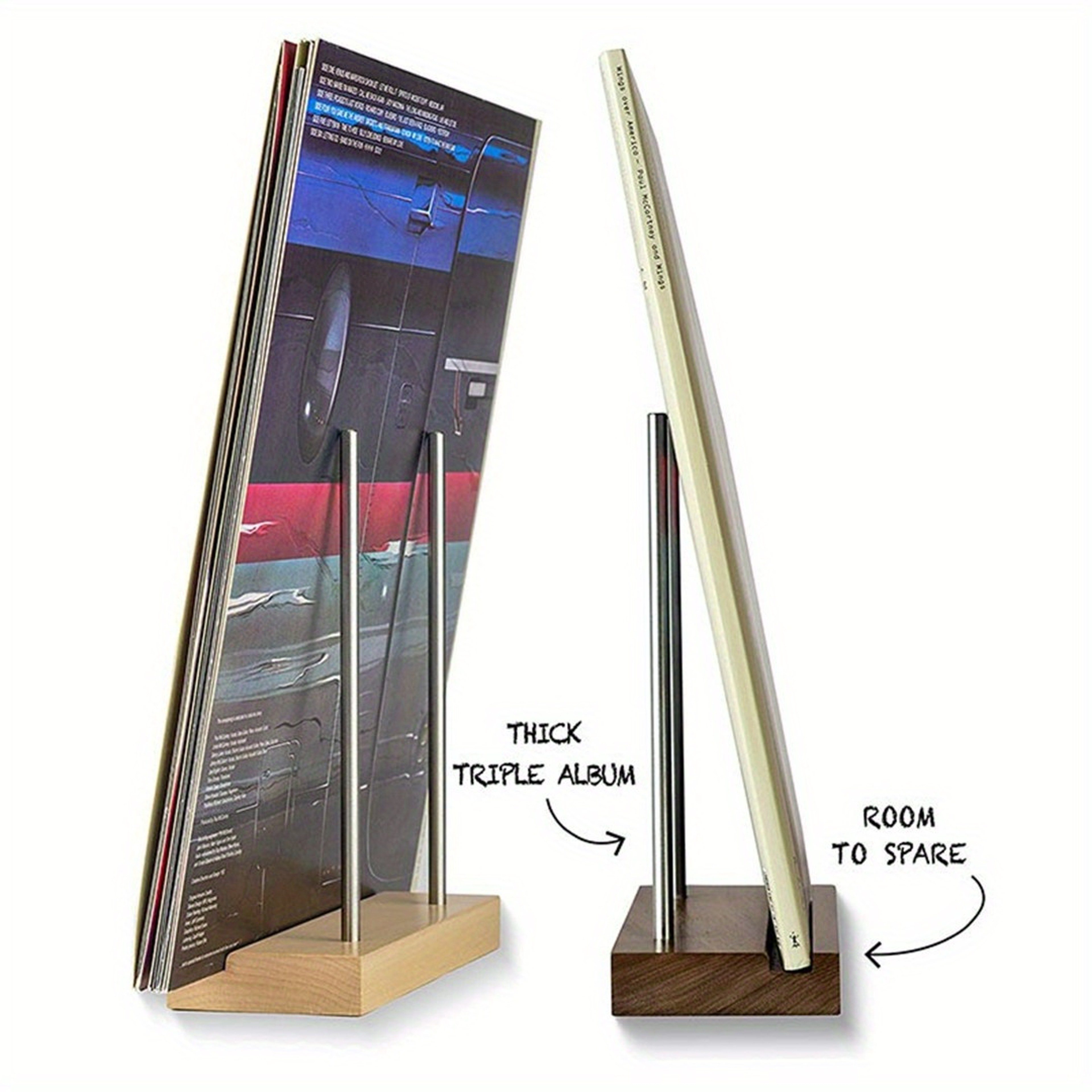 Solid Wood Now Playing Vinyl Record Stand And Album Display Holder 4