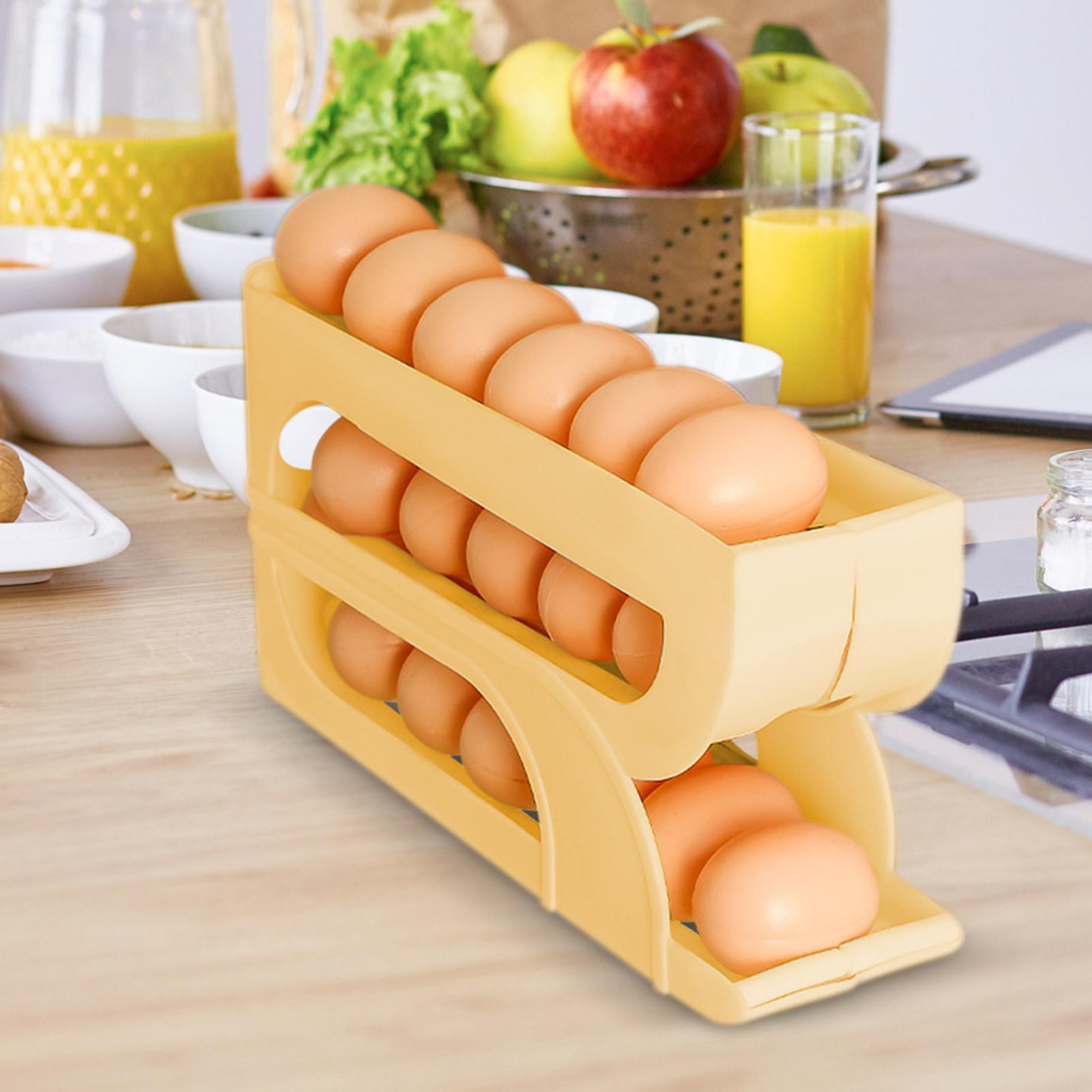 Automatic Rolling Egg Dispenser Space Saving Refrigerator Egg Organizer – view 4