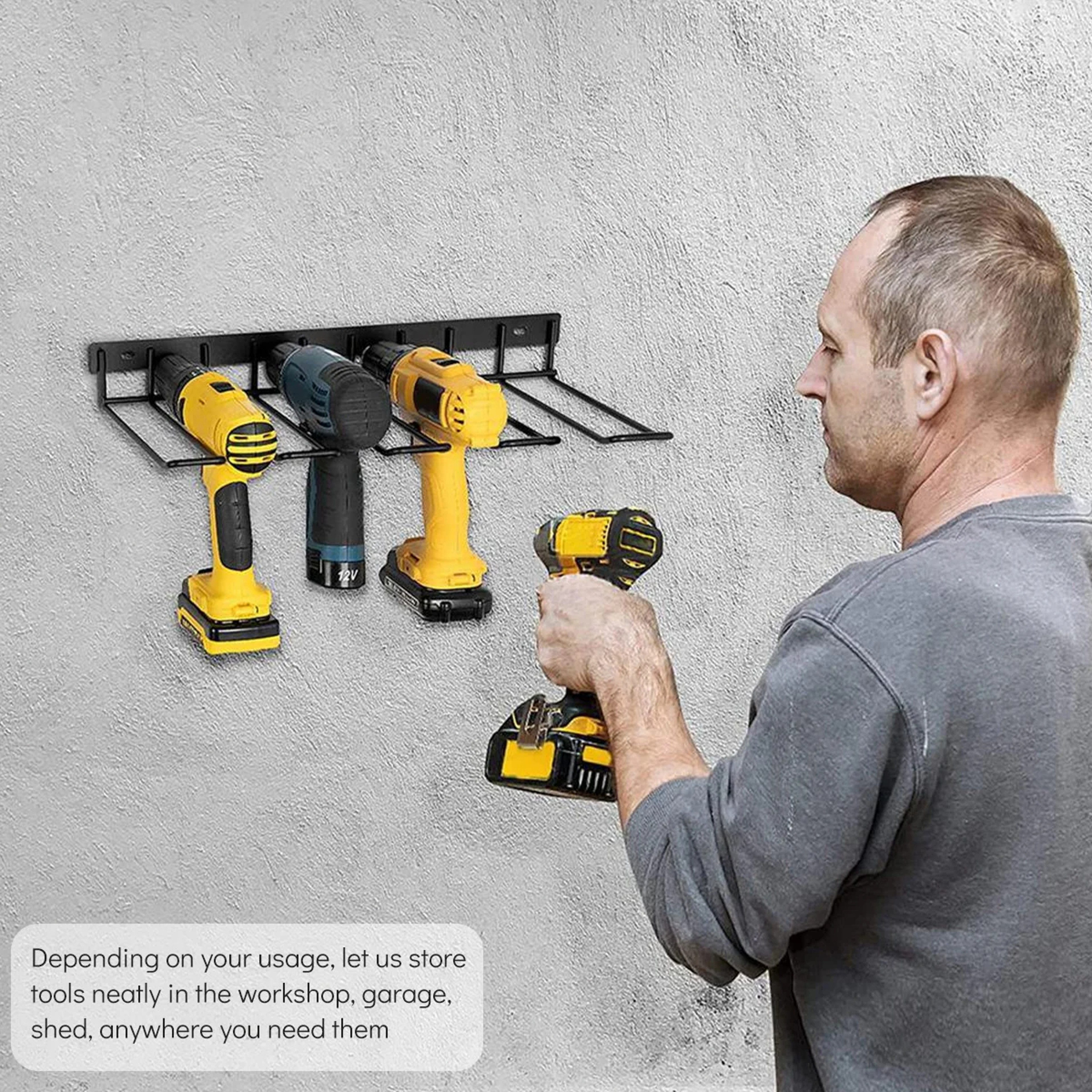 Wall Mount Power Tool Organizer And Drill Holder Storage Rack 4