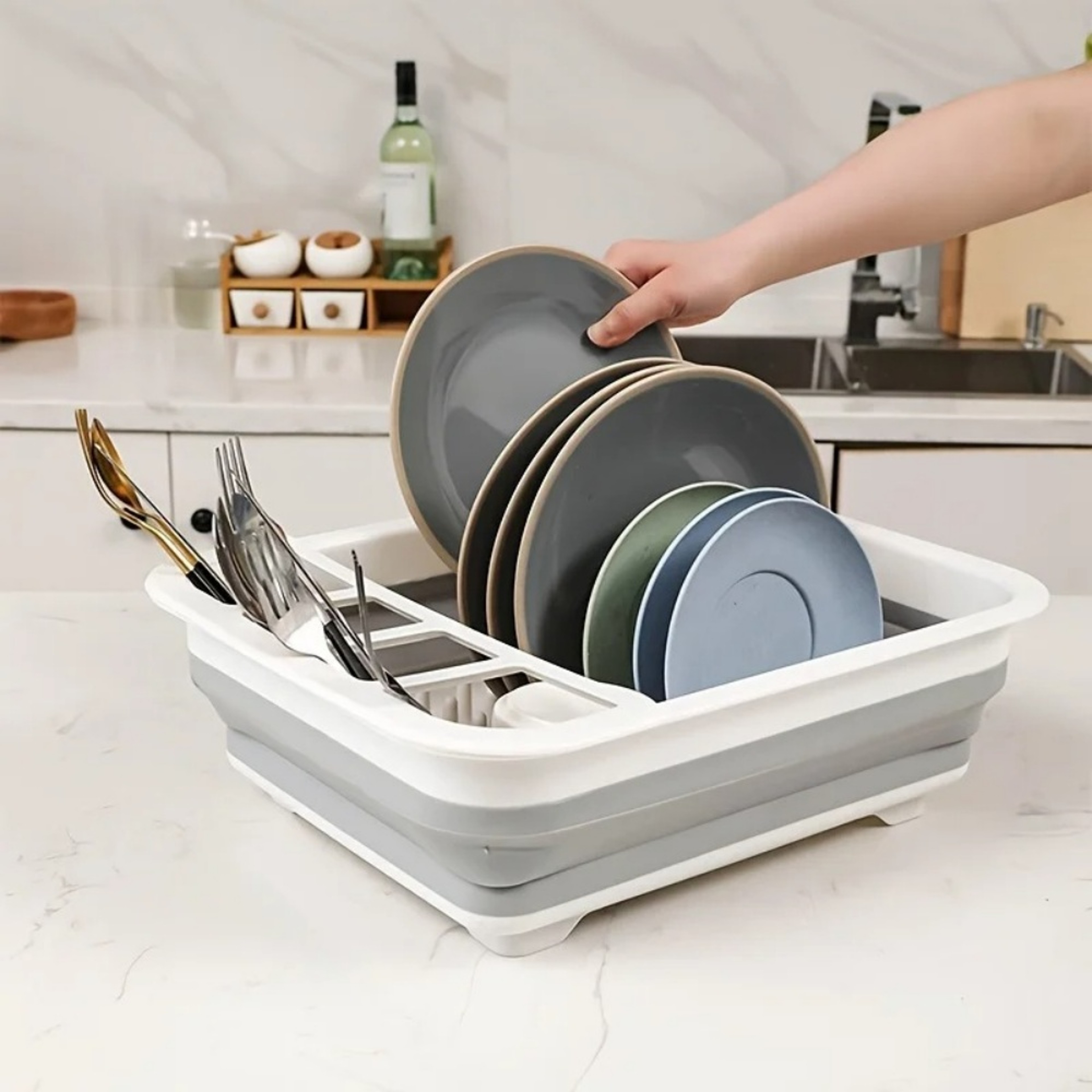 Collapsible Dish Drying Rack with Utensil Holder for RV Camping and Travel – view 6