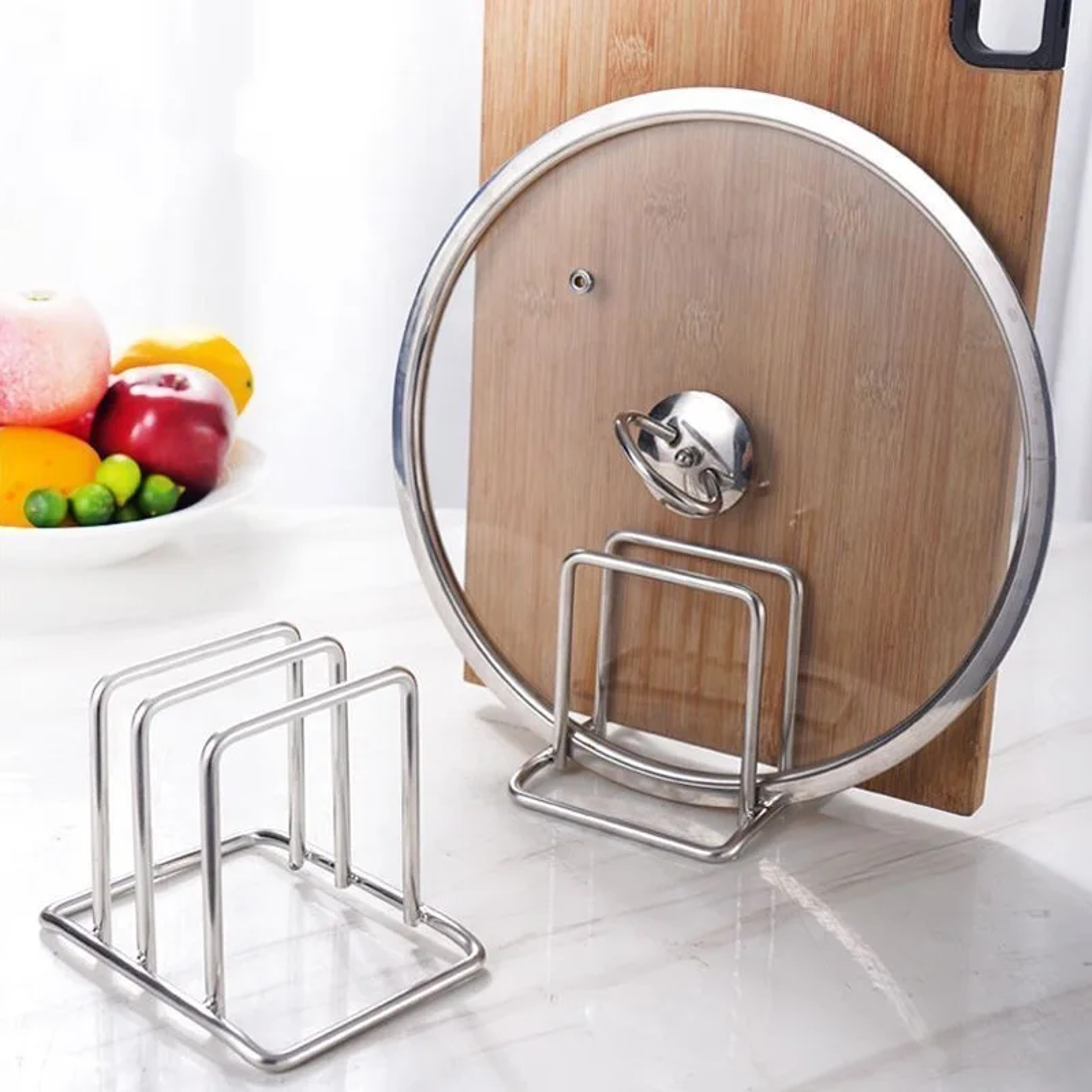 Stainless Steel Cutting Board Holder Rack Kitchen Counter Organizer For Lids And Boards 3