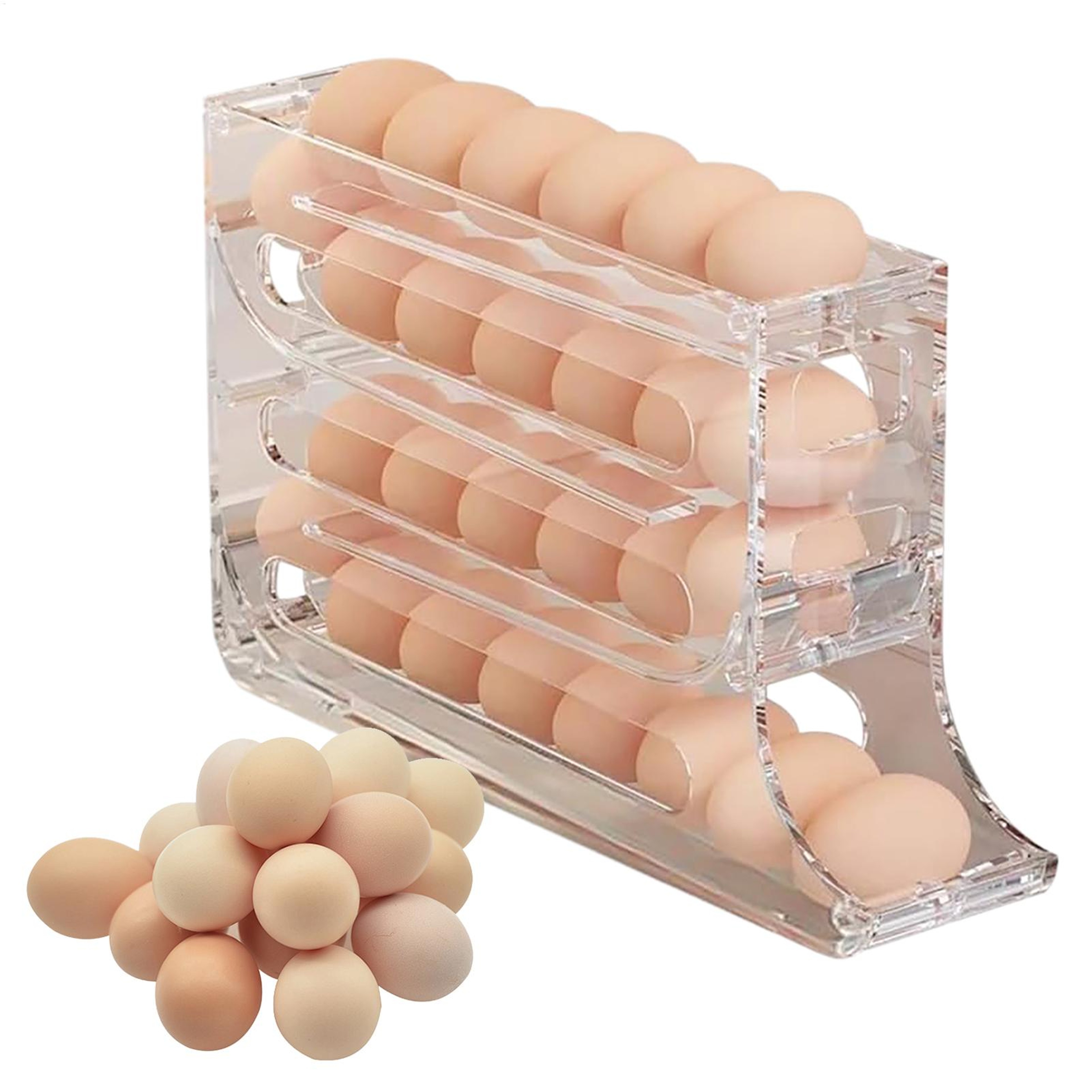 Automatic Rolling Egg Dispenser Rack For Refrigerator Eggs Storage Organizer 0
