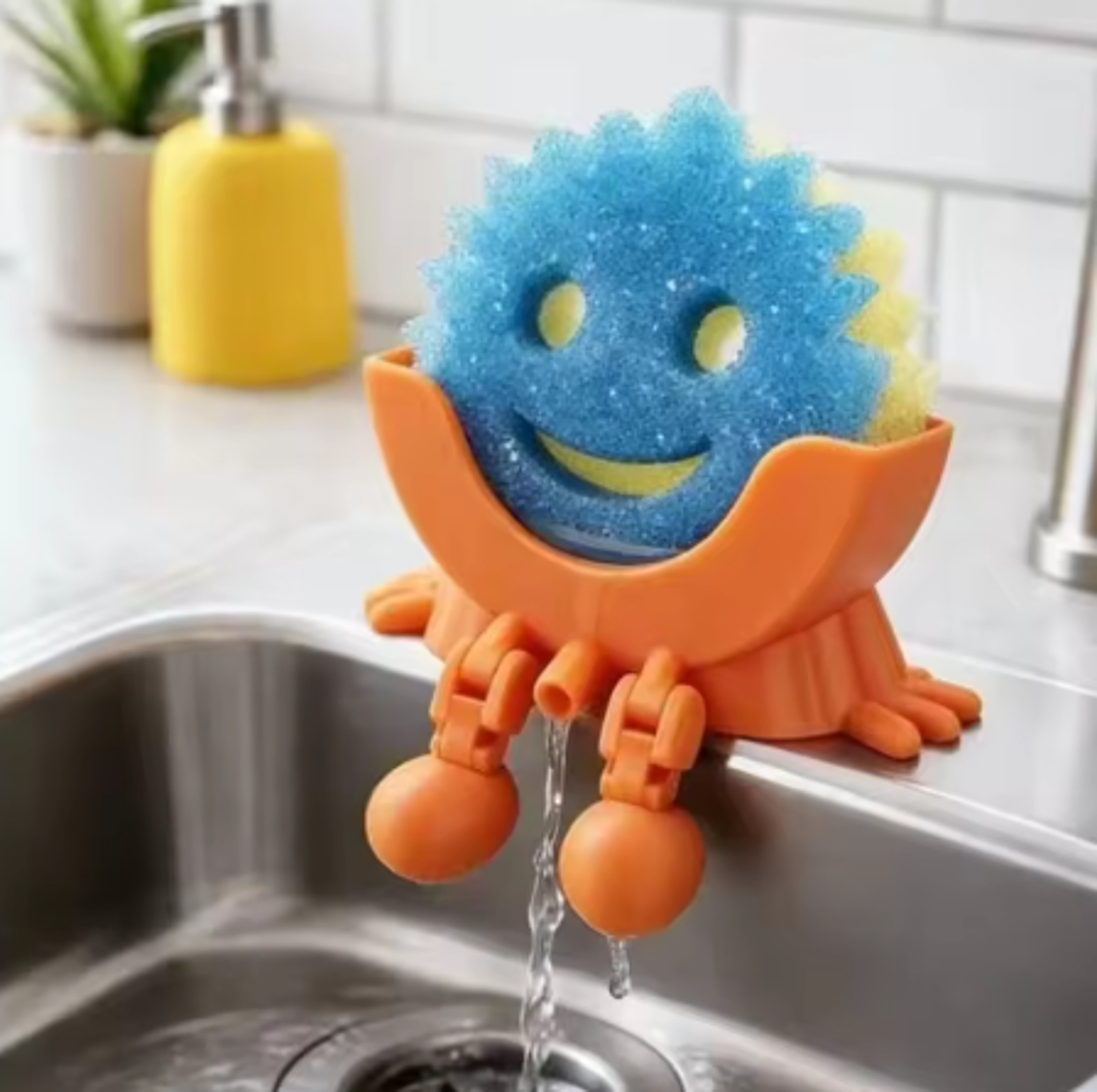 Smiley Dish Sponge Holder Kitchen Sink Organizer With Drain Design 1