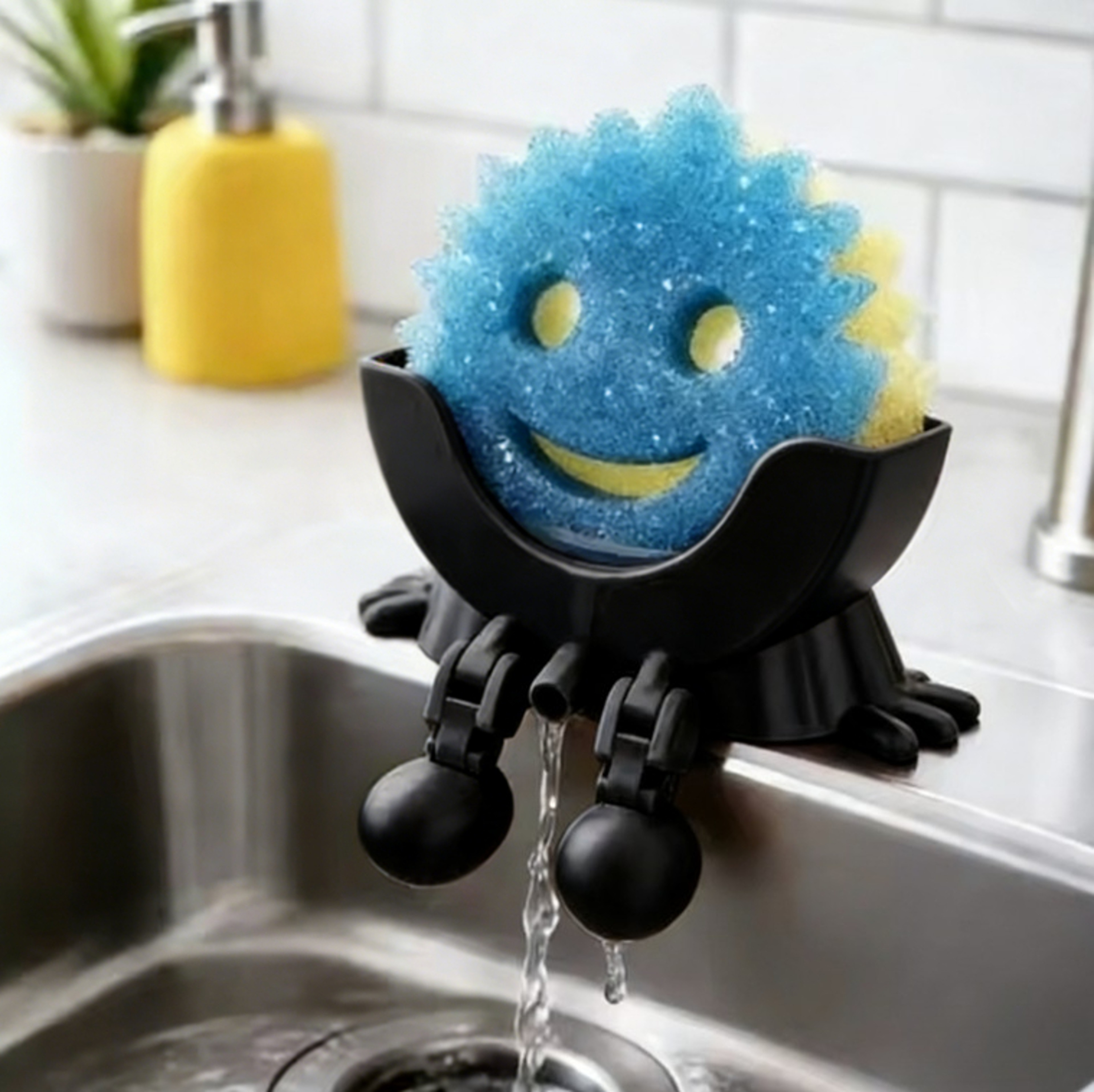 Smiley Dish Sponge Holder Kitchen Sink Organizer With Drain Design 2
