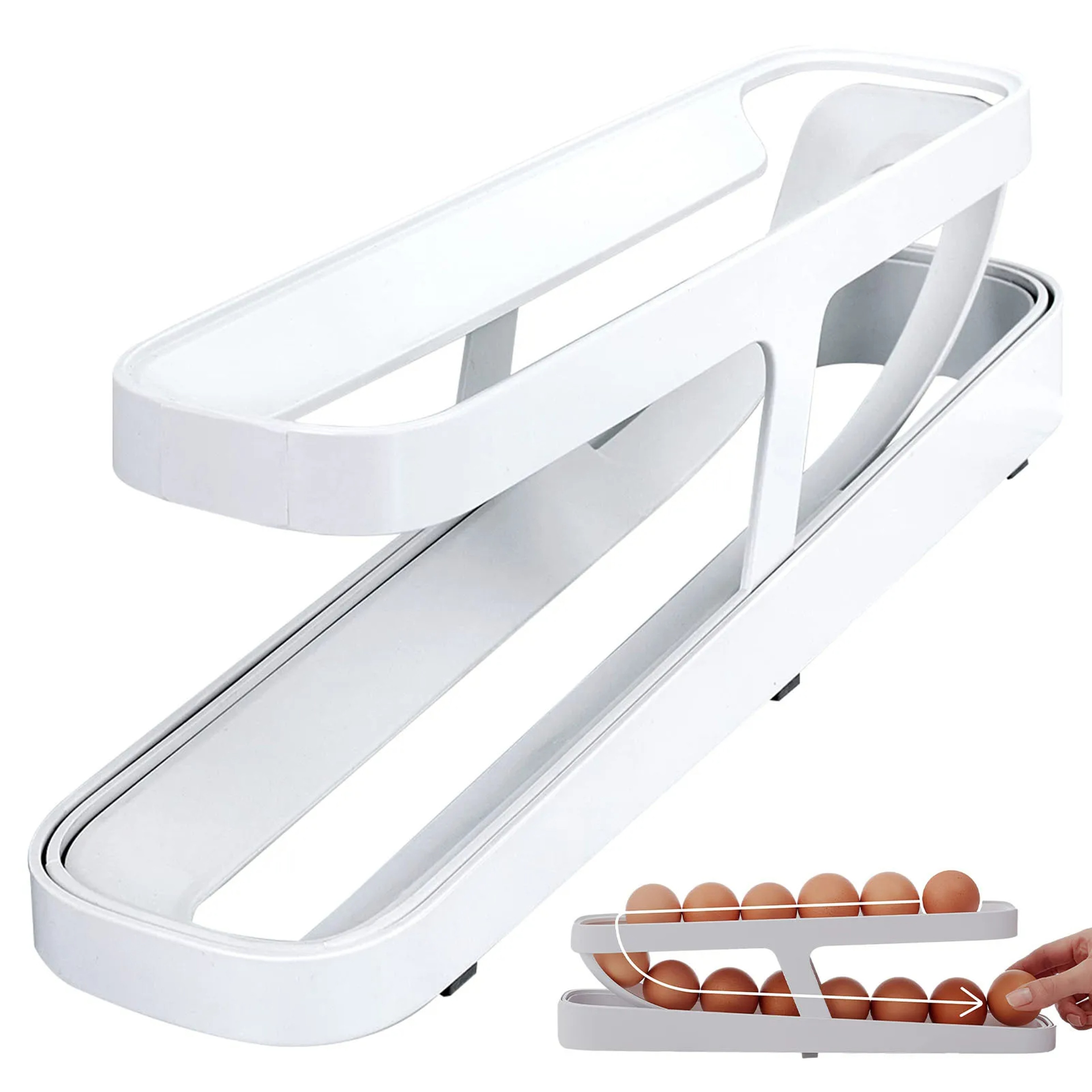 Automatic Scrolling Egg Rack Holder Space Saving Refrigerator Egg Dispenser – view 1