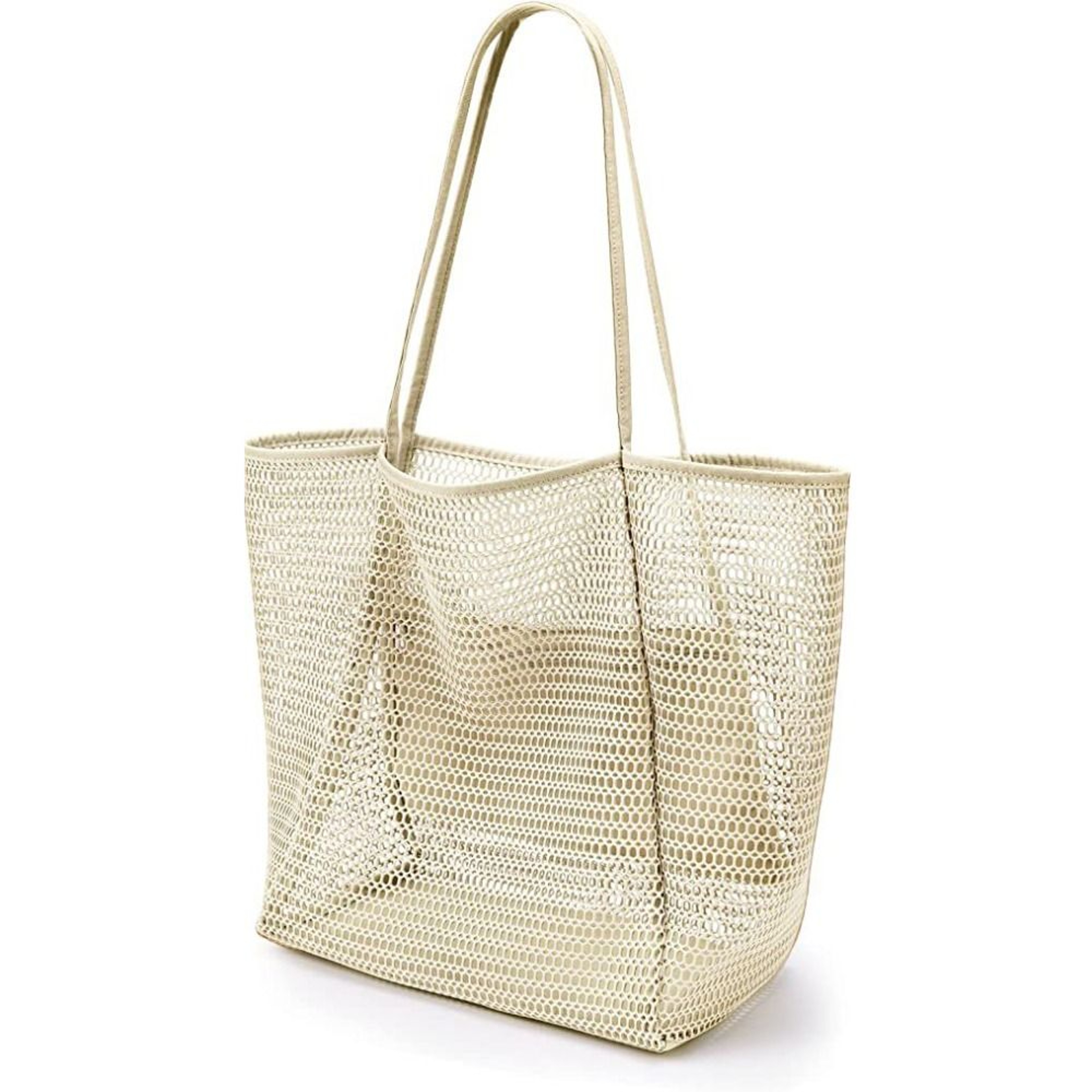 Foldable Beach Bag With Mesh Net Lightweight Shoulder Tote For Travel 0