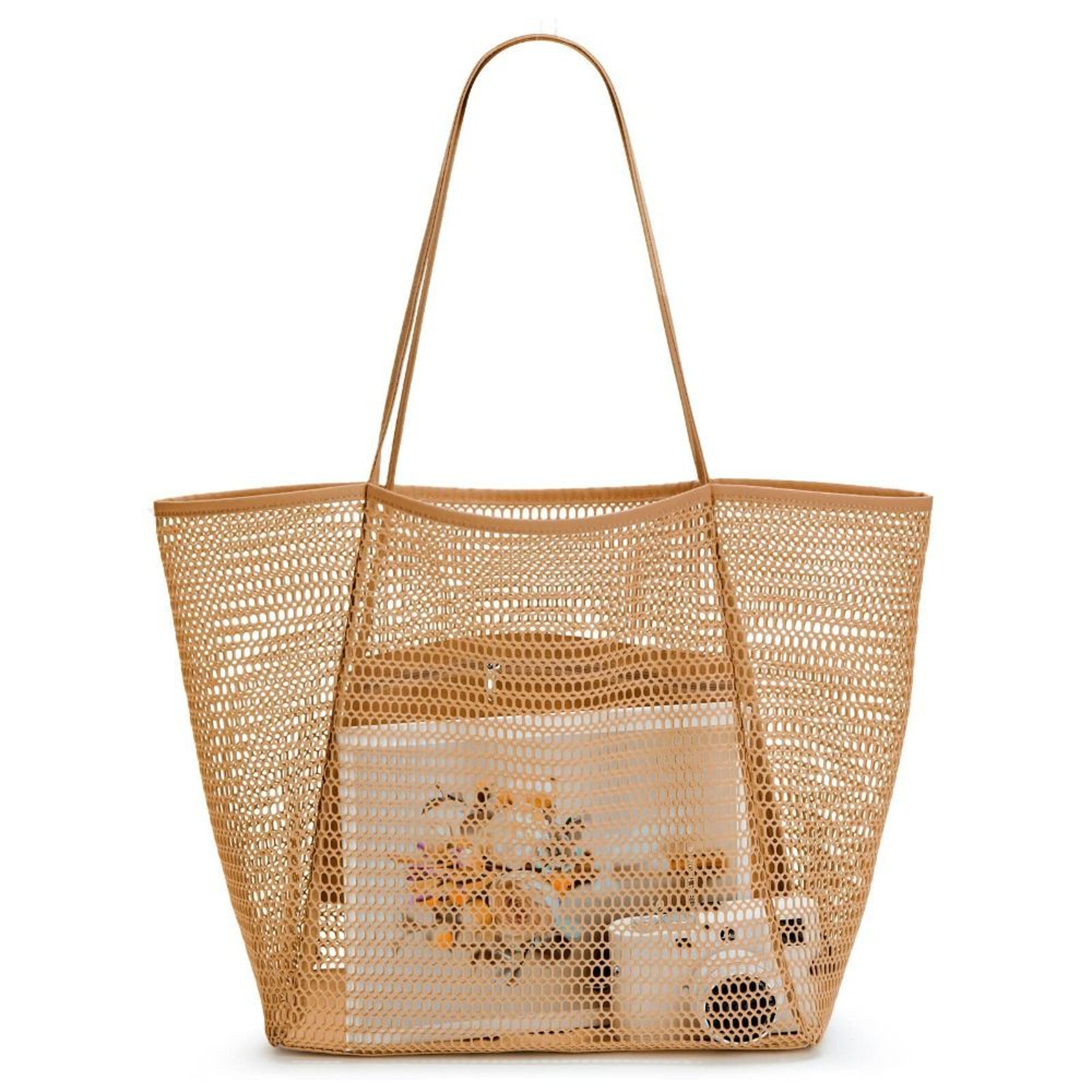 Foldable Beach Bag With Mesh Net Lightweight Shoulder Tote For Travel 7