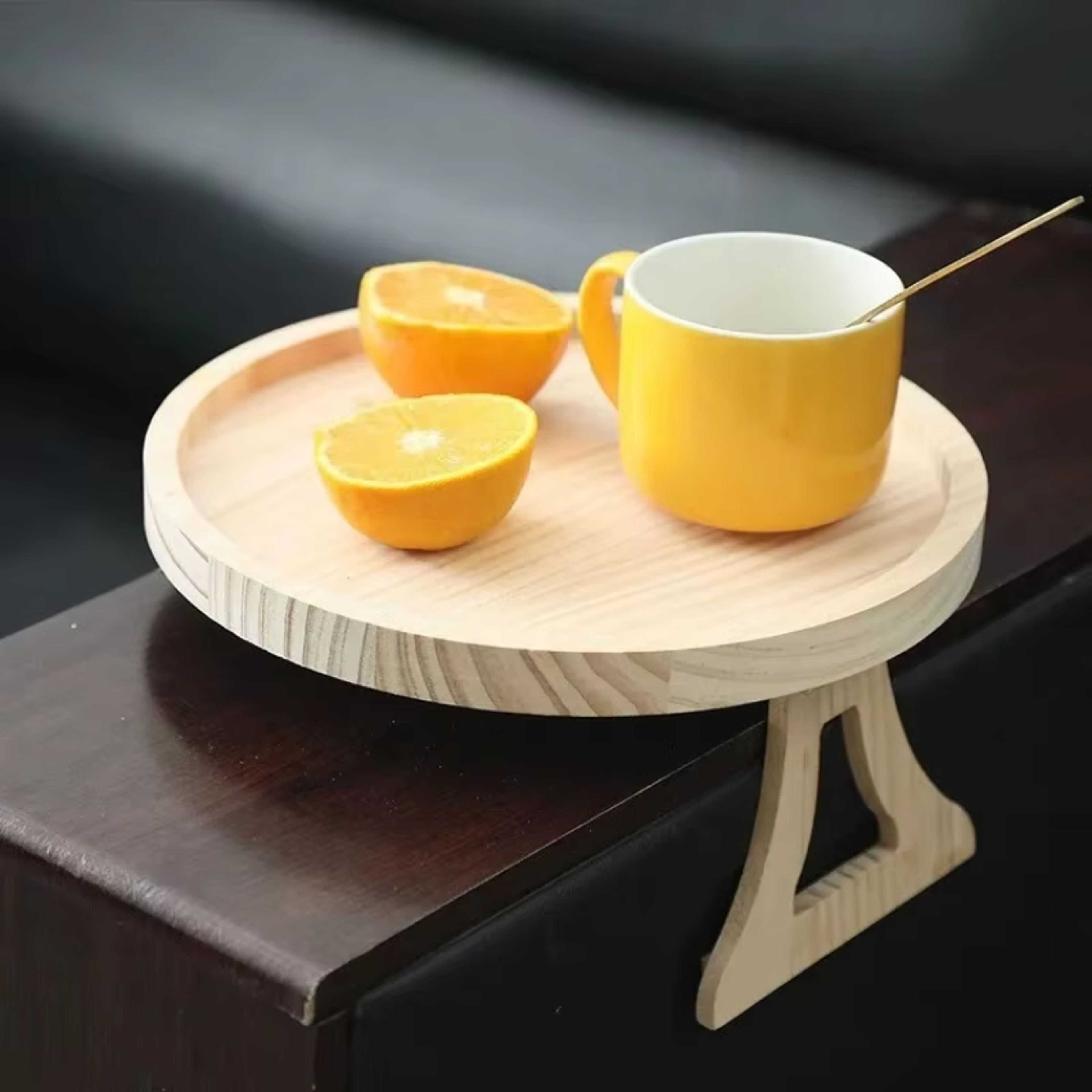 Portable Sofa Arm Tray Couch Arm Table with Cup Holder for Snacks Drinks and Remote – view 4