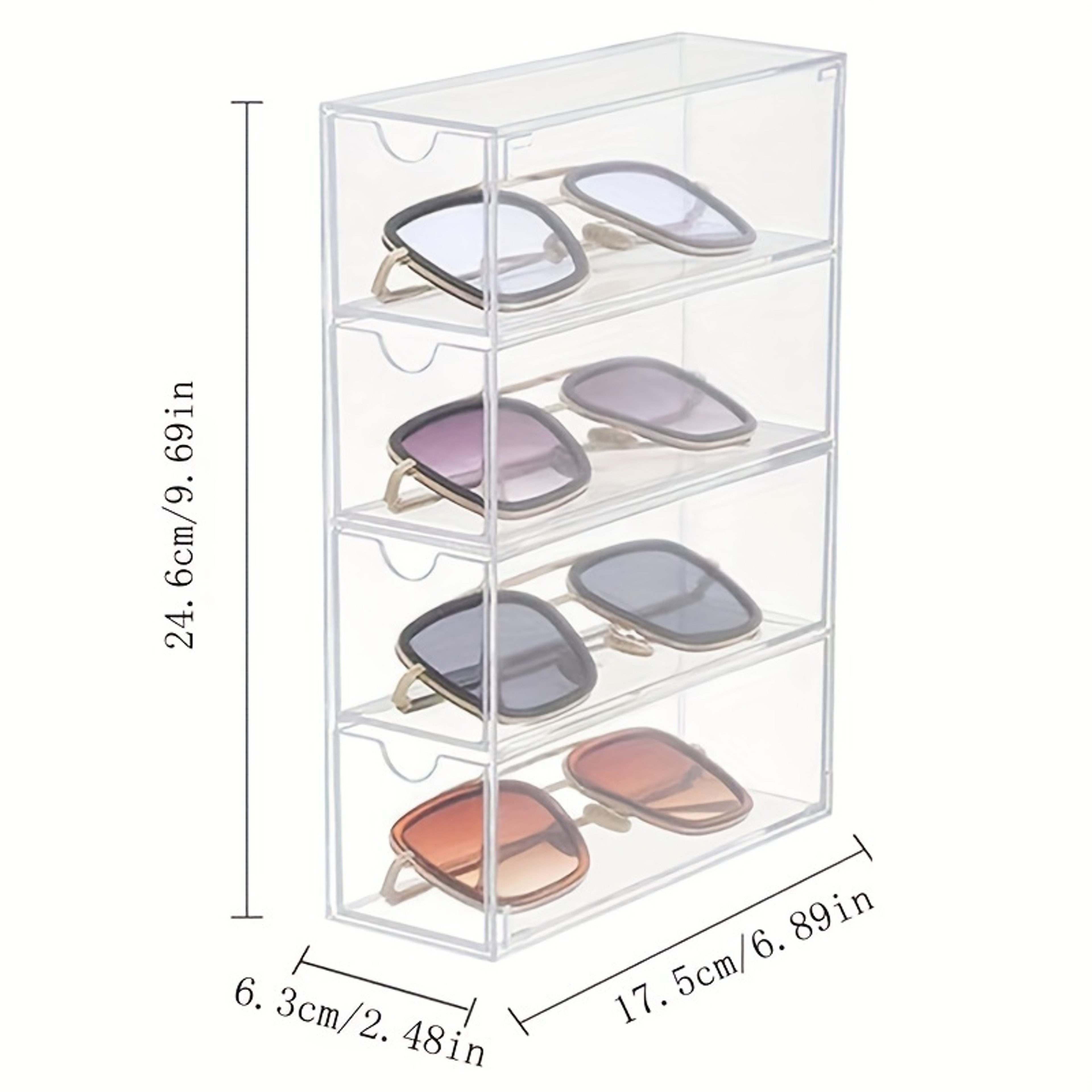 Four Layer Acrylic Sunglasses Organizer with Dustproof Eyeglass Storage Box Display Case – view 4
