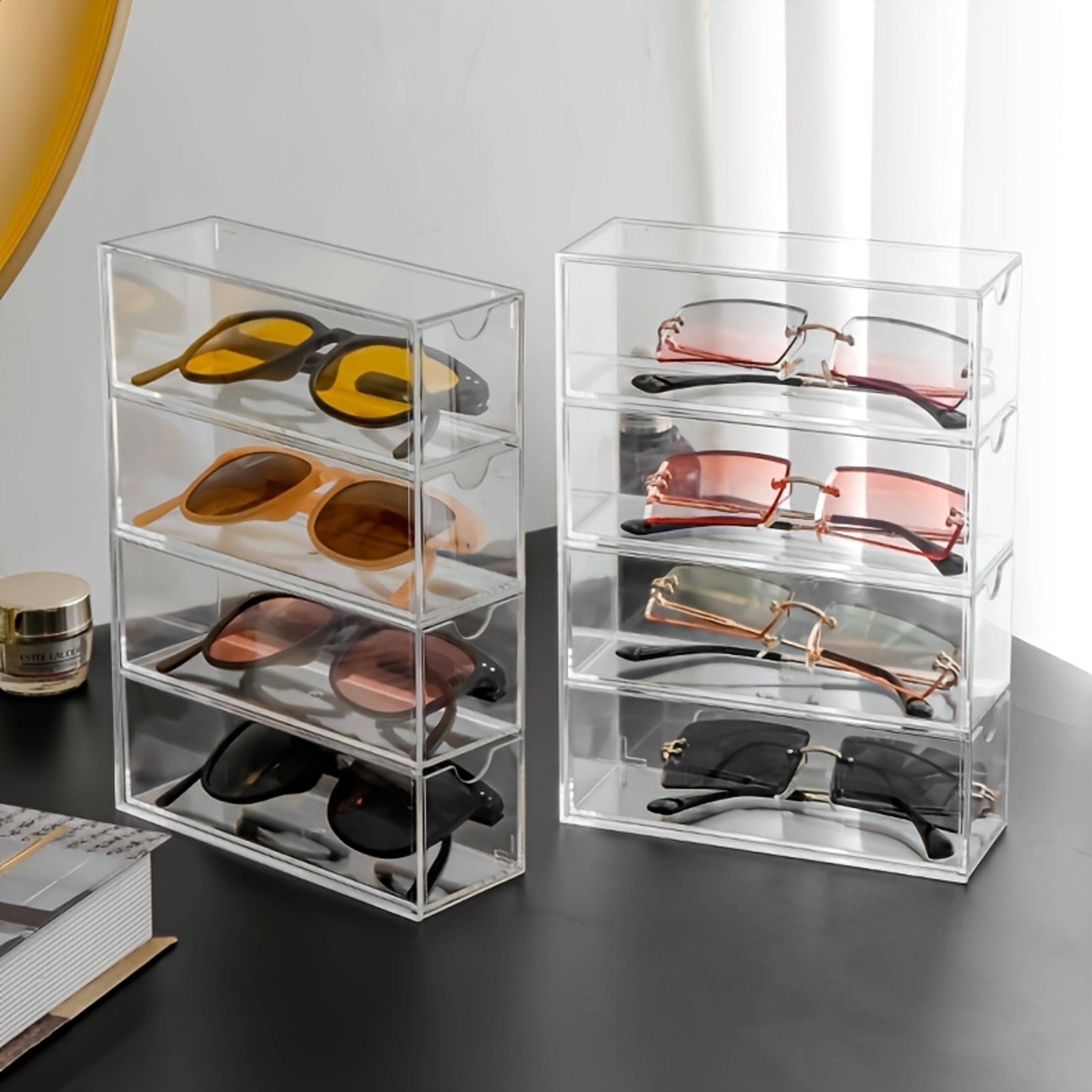 Four Layer Acrylic Sunglasses Organizer with Dustproof Eyeglass Storage Box Display Case – view 5