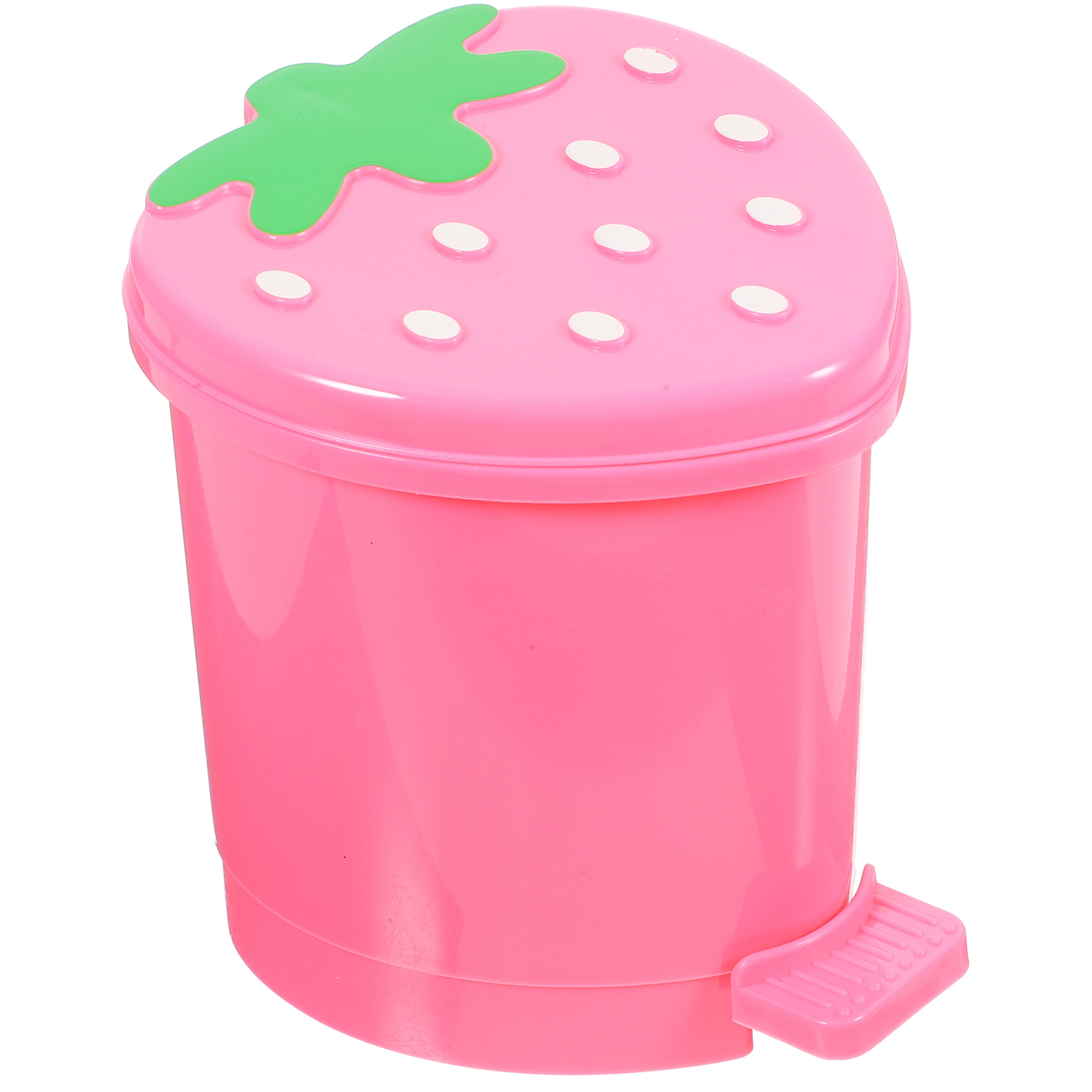 Cute Strawberry Mini Desktop Trash Can With Lid Small Garbage Bin For Home Office 0