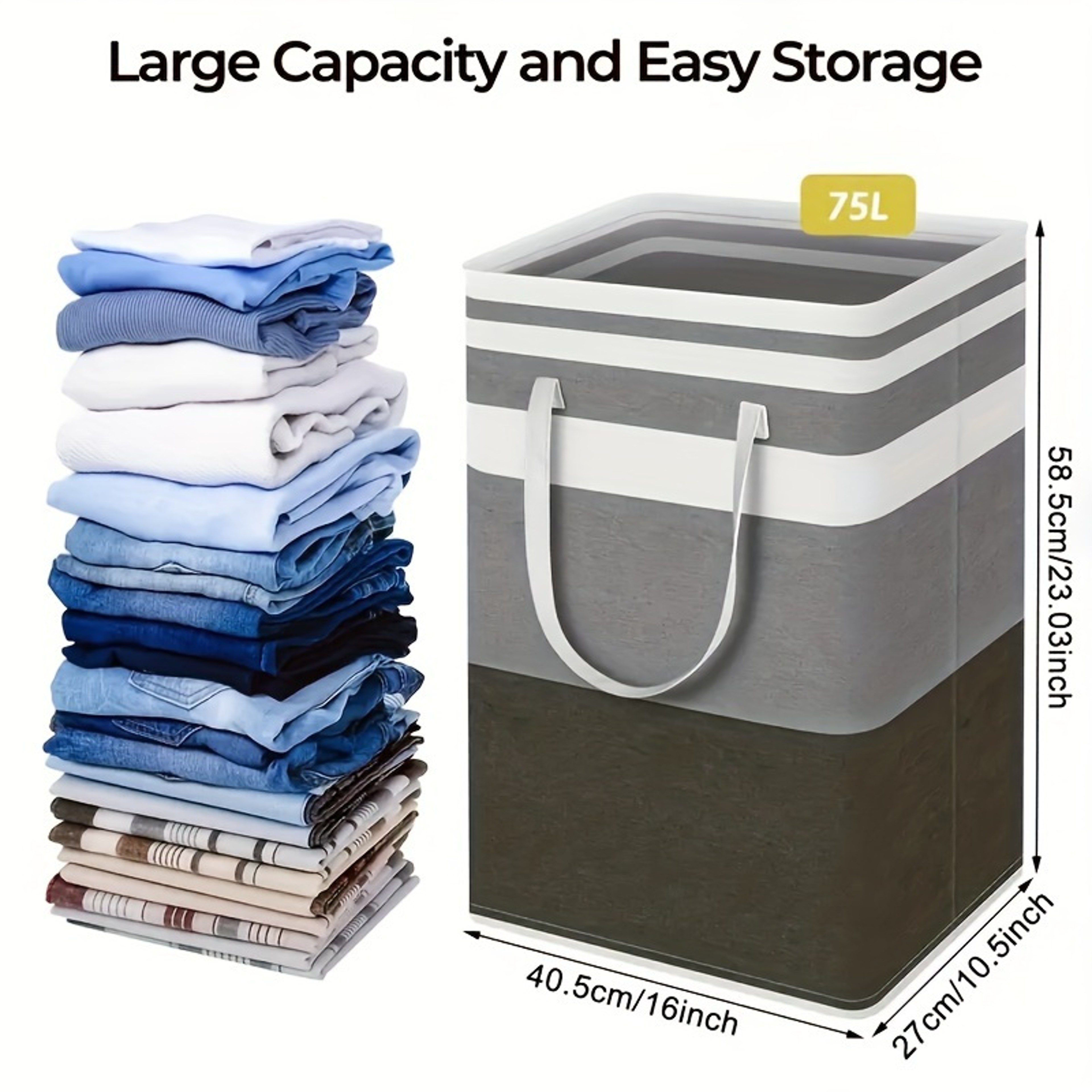 Large Capacity Waterproof Foldable Cotton Linen Laundry Basket Storage Bag – view 2