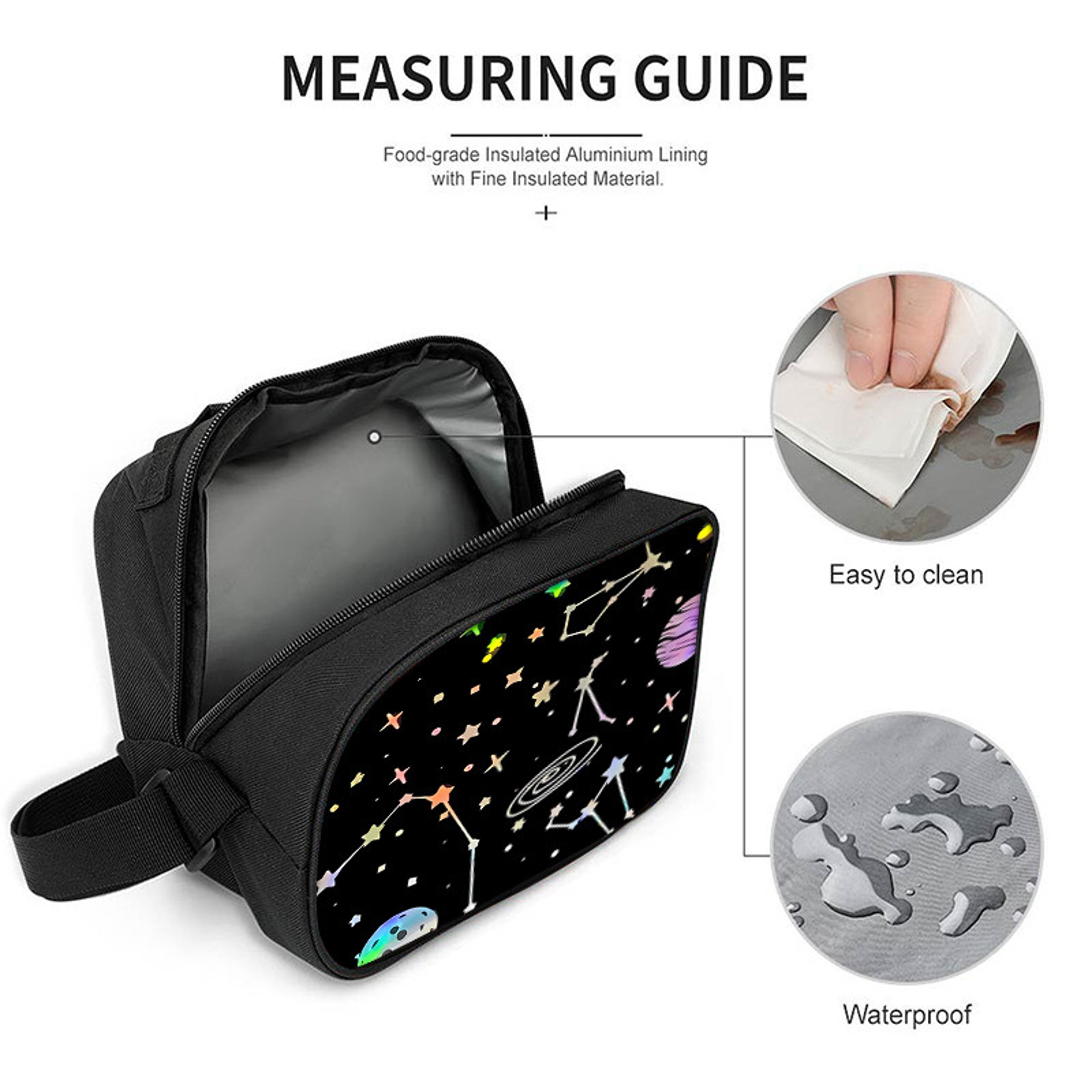 Galactic Universe Portable Lunch Bag with Shoulder Strap Insulated Travel Food Bag – view 5