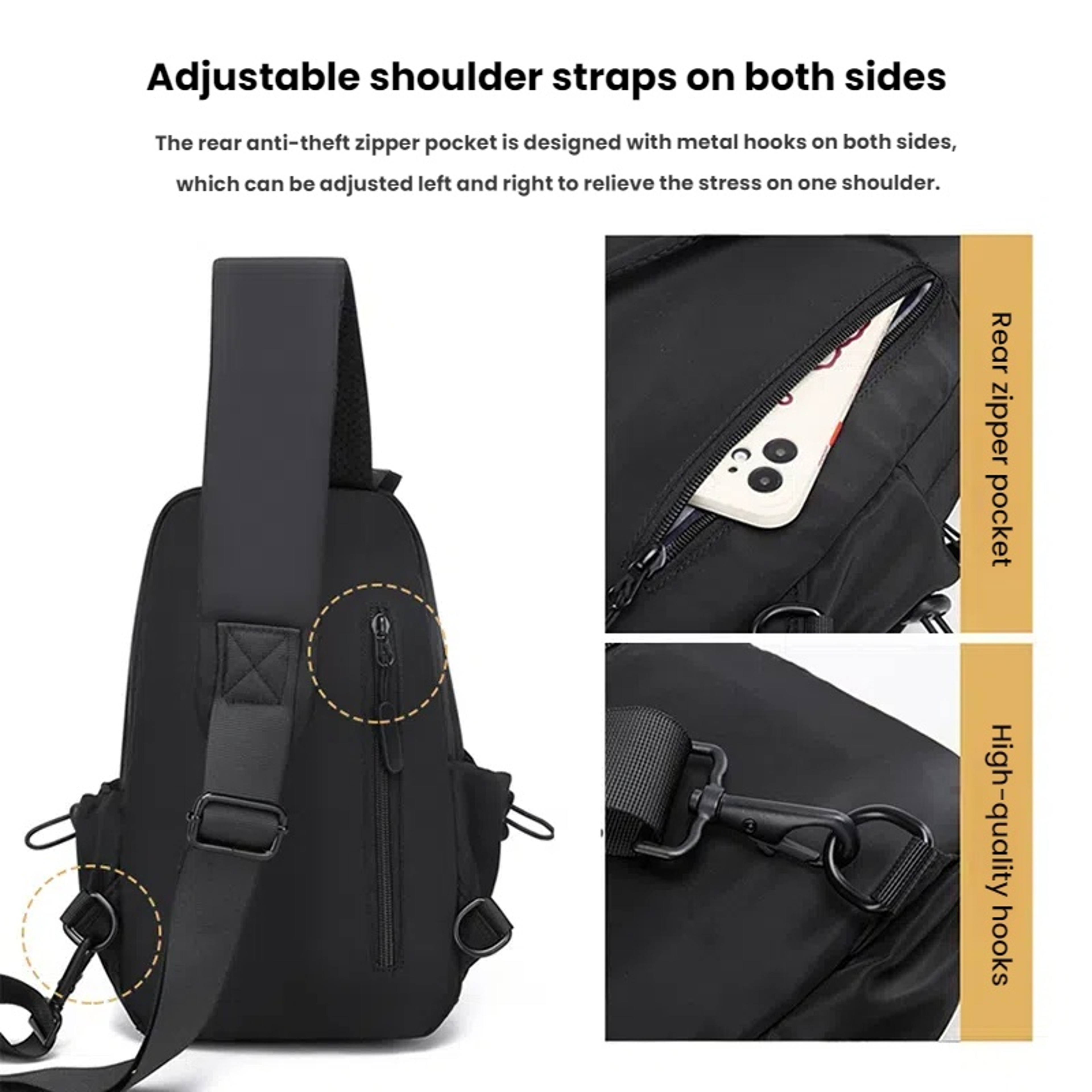Multi Functional Chest Bag Mens Crossbody Bag with Multi Pocket Storage for Sports and Travel – view 4