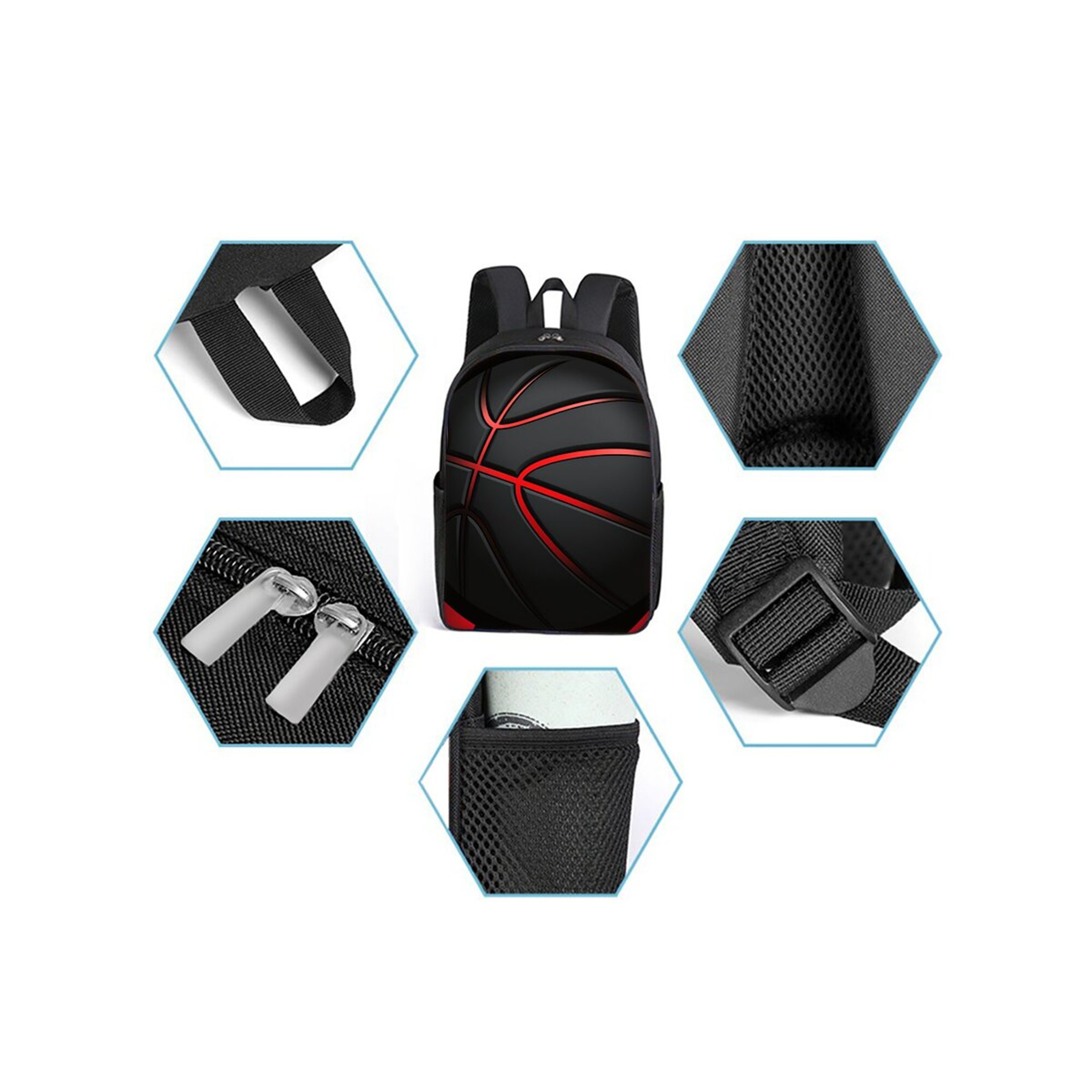 Basketball Print three Piece Backpack Set for Kids School Bags – view 4