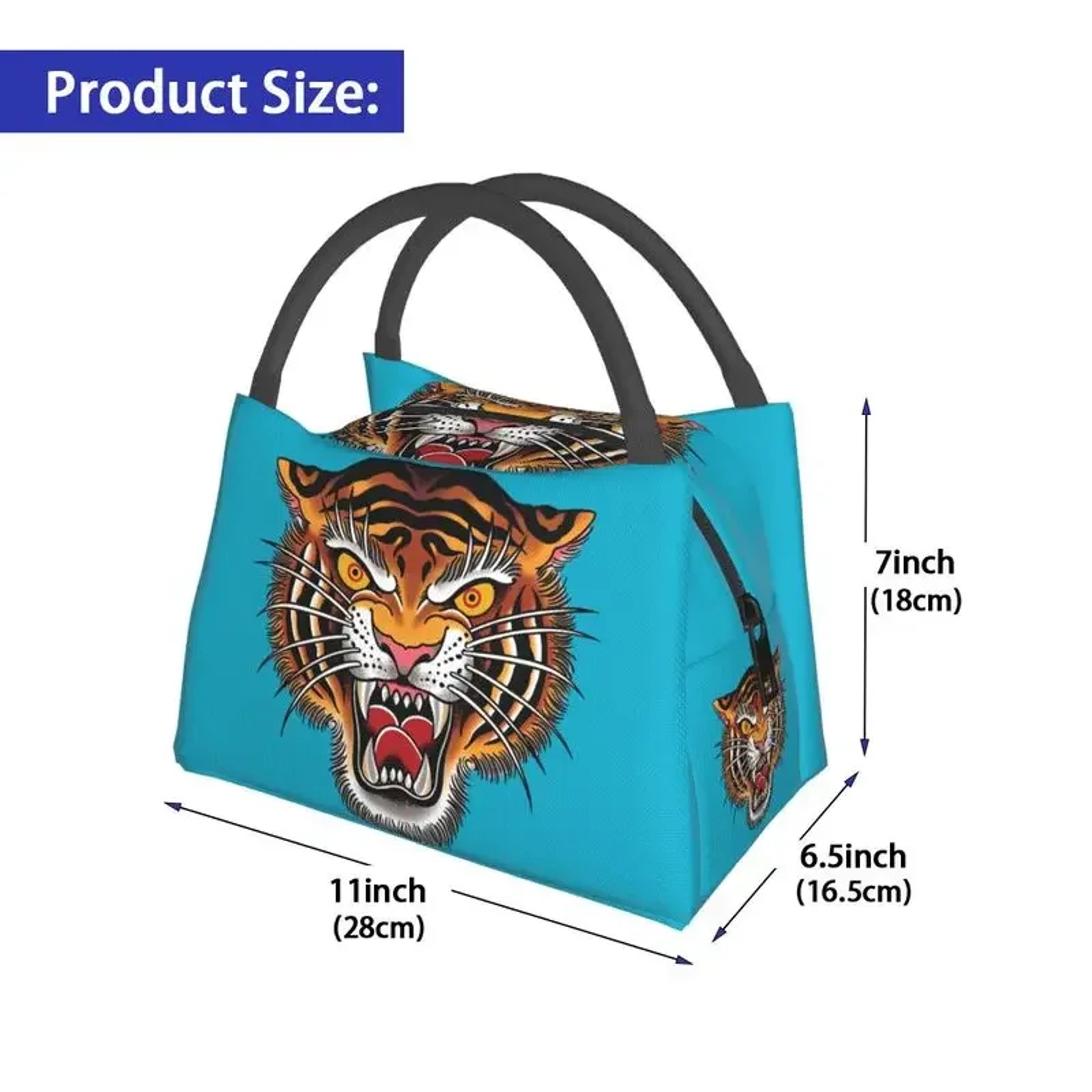 Gothic Tiger Head Insulated Lunch Bag Thermal Lunch Box for Women Work Travel – view 3