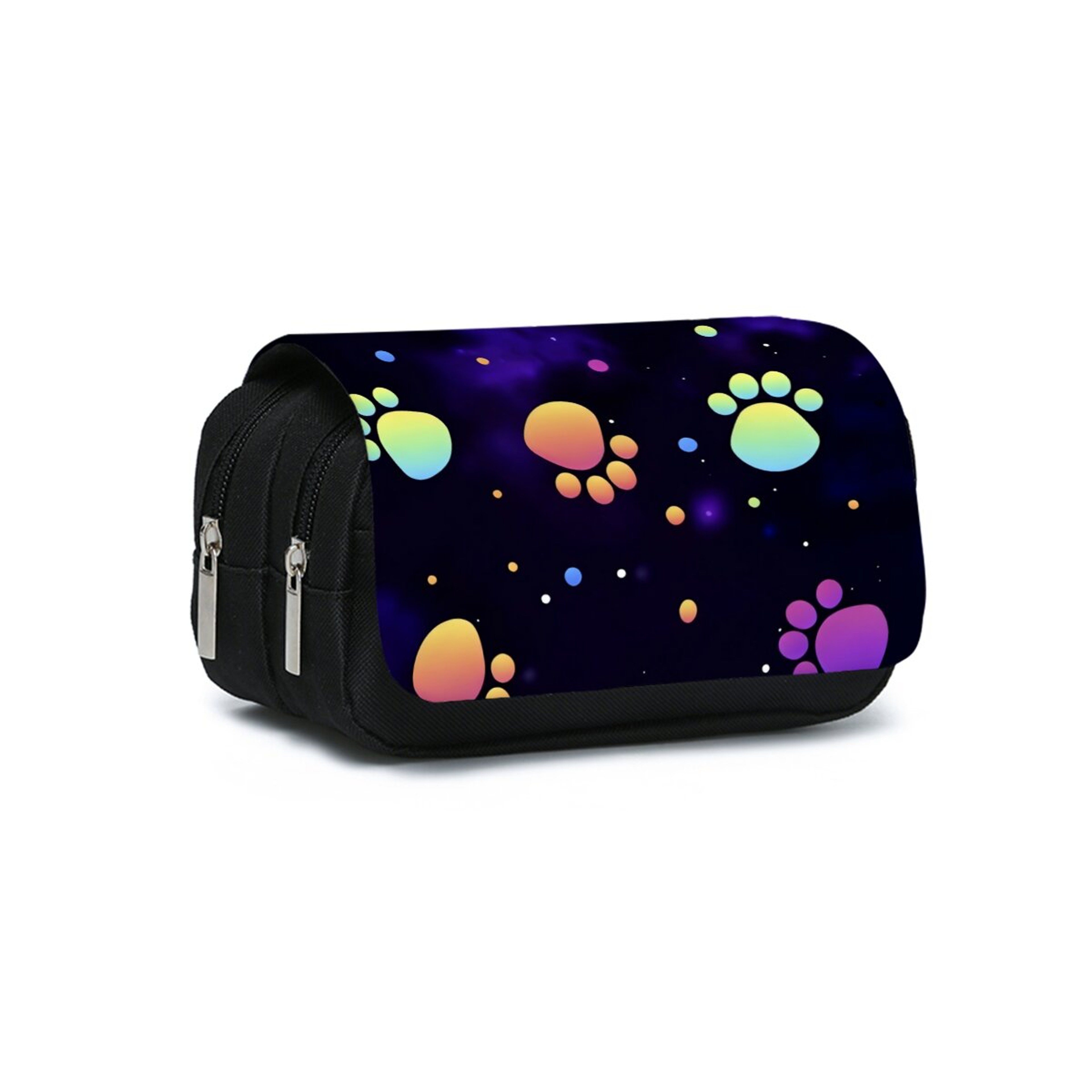 Paw Print Double Flip Pencil Case Cute Fabric Organizer for School Girls Boys – view 8