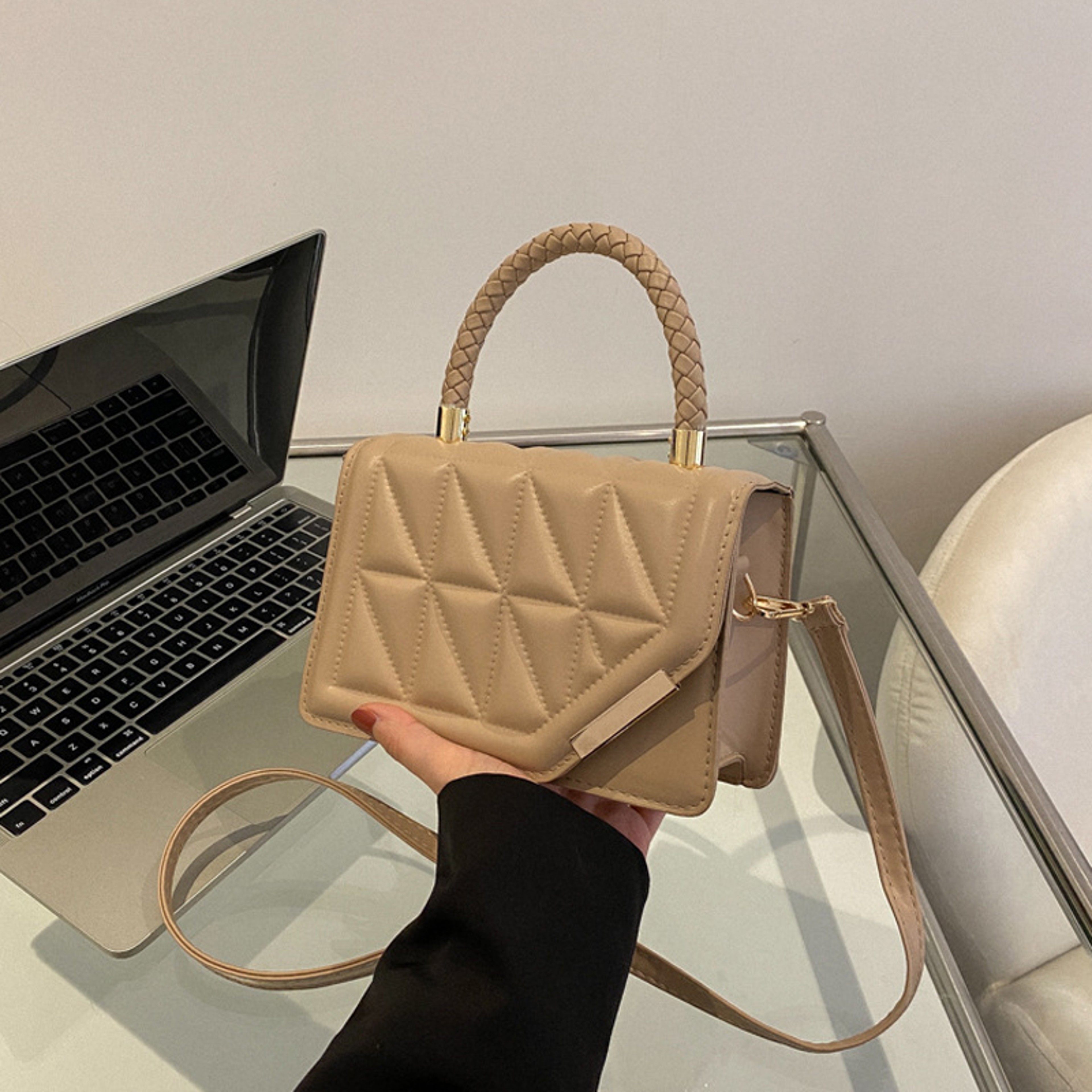 Plaid PU Leather Crossbody Shoulder Bag For Women Fashion Handbag 3